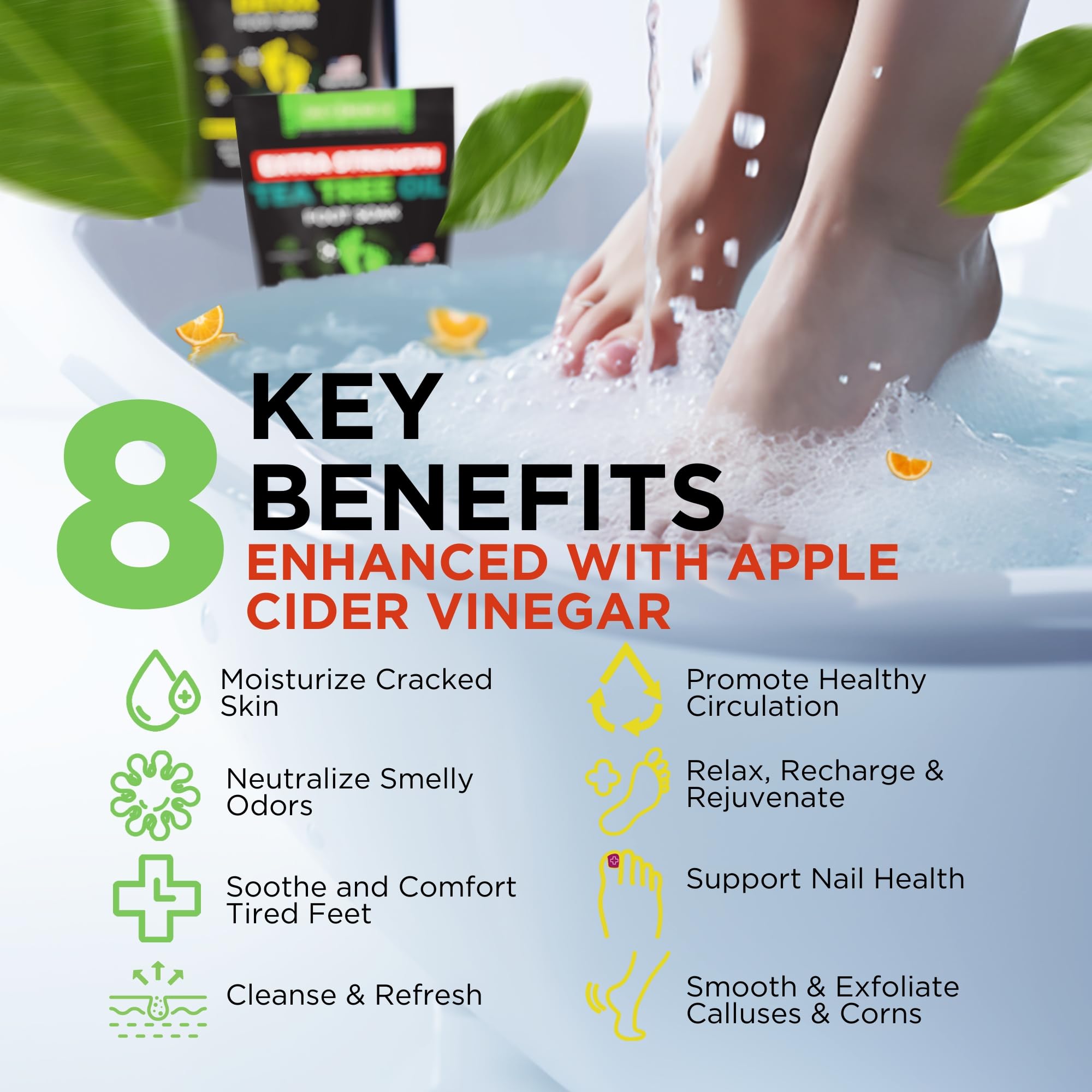 DAILY REMEDY 4-Pack Foot Soak Set – Extra Strength Tea Tree Oil & Citrus Detox | Made in USA