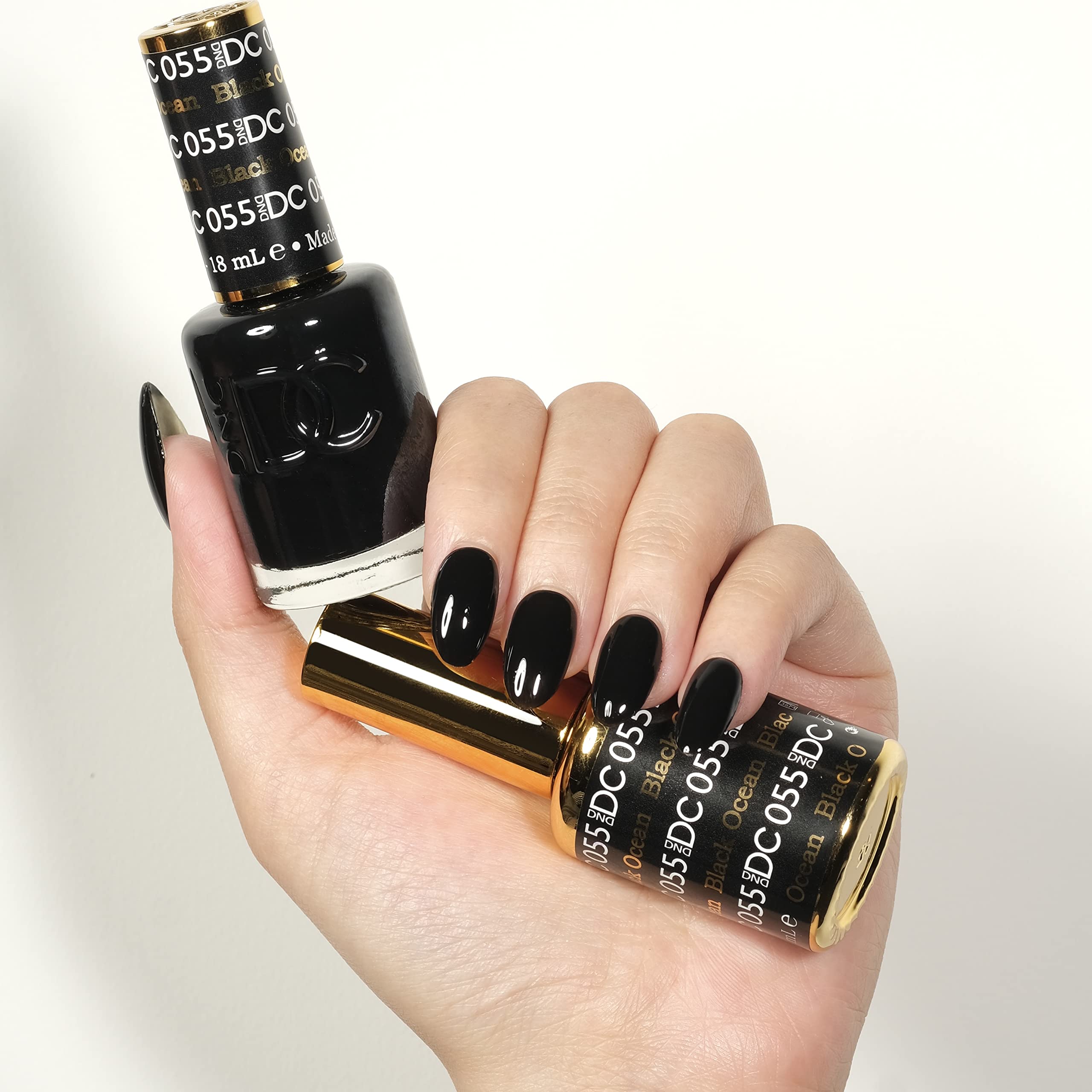 Daisy DND DC Gel Polish Set – Black Ocean 055 Duo (Gel + Lacquer), UV/LED, 0.5 fl oz