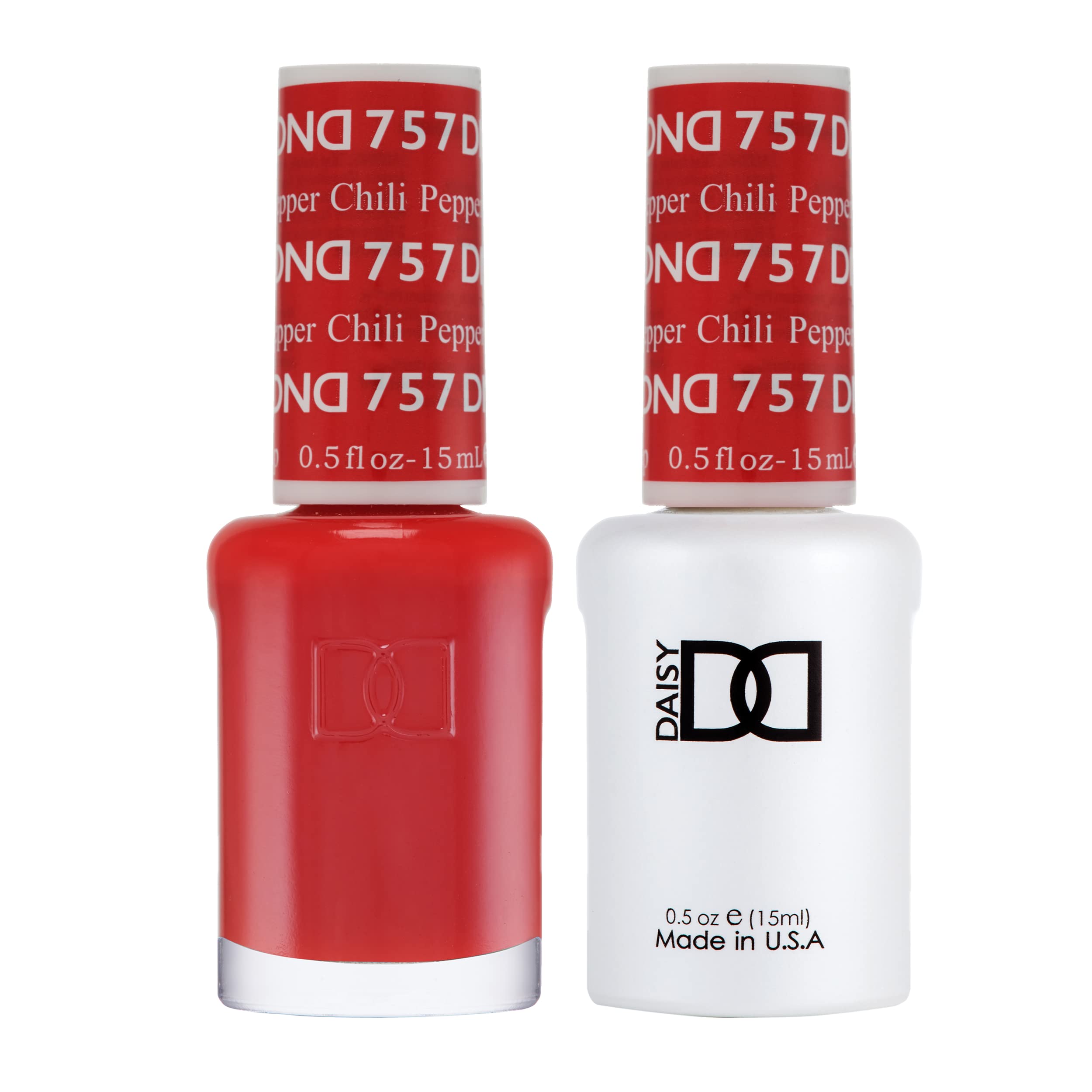 DAISY DND Gel Polish Set – Chili Pepper 757 Red (Gel + Lacquer) – 0.5 fl oz Each