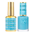 DAISY DND DC Gel Polish Set – Blue Collection, 124 Columbian Blue, UV/LED Gel Polish + Air Dry Lacquer, 0.5 Fl Oz