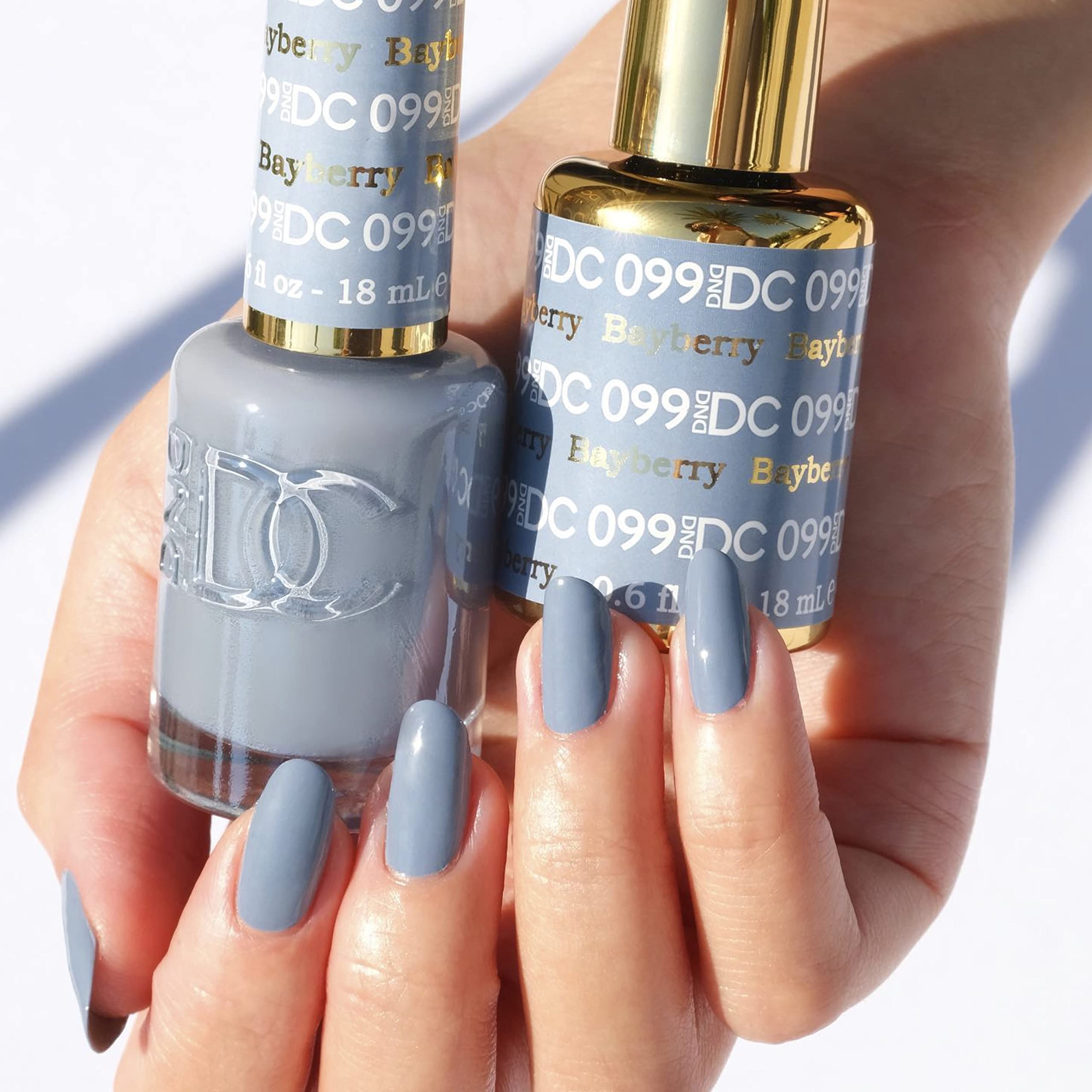 Daisy DND DC Gel Polish Set – Blue Collection, 099 Bayberry, UV/LED Gel Polish & Air Dry Lacquer (Chip-Free Duo)