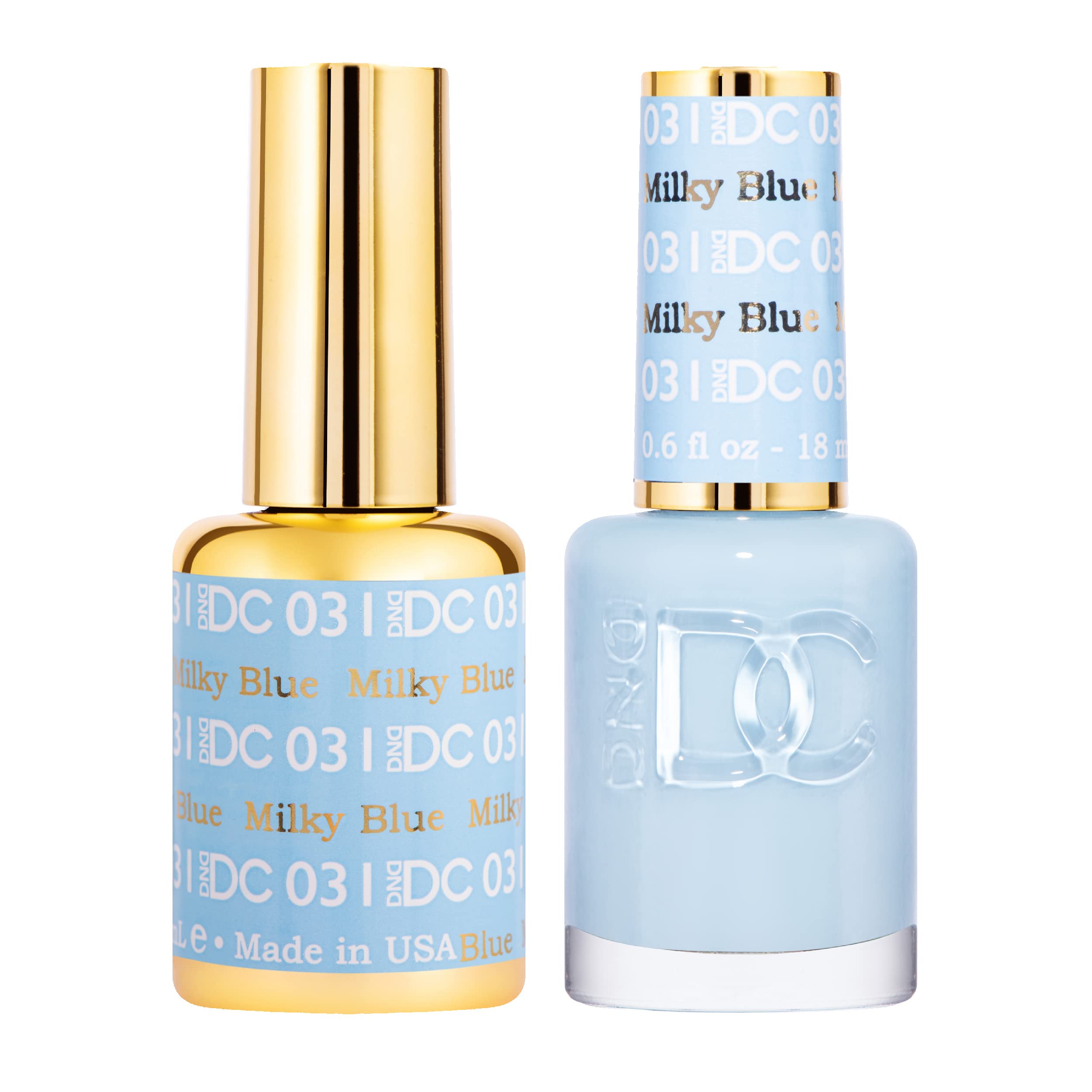 Daisy DND DC Gel Polish Set – Blue Collection Milky Blue 031 | UV/LED Gel Polish + Matching Air Dry Lacquer (0.5 Fl Oz)