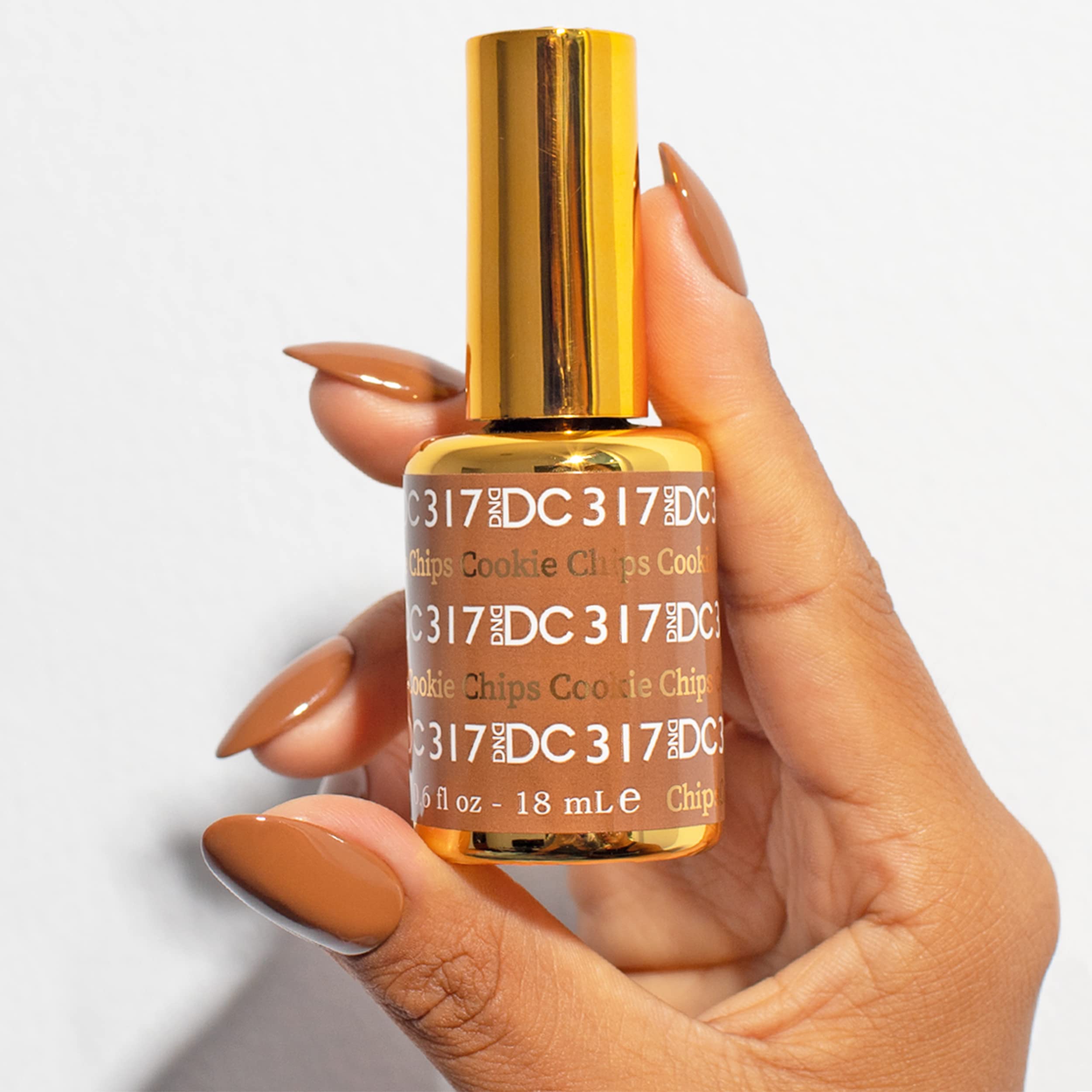 DND DC Gel Polish Set Brown Collection by DAISY DND | UV/LED Gel Polish & Air Dry Lacquer, Shade 317 Cookie Chips, 0.5 fl oz