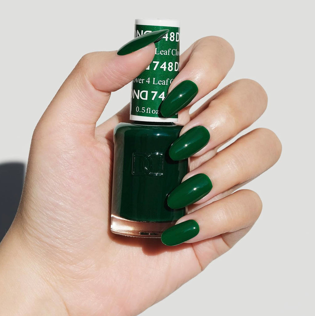 DAISY DND Gel Polish Set – Green Collection Duo, 4 Leaf Clover #748 (Gel + Lacquer, 0.5 fl oz each)