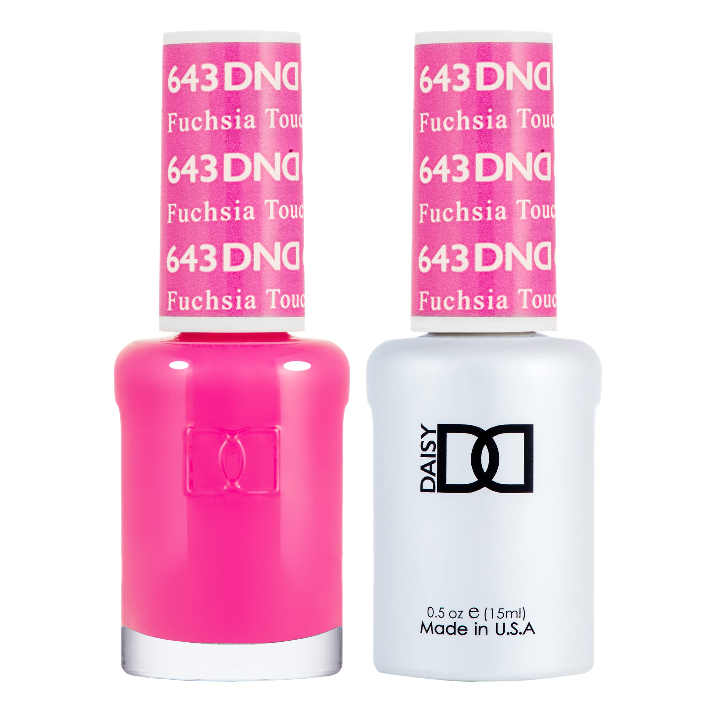 DAISY DND Gel Polish Set – Pink Collection 643 Fuchsia Touch (UV/LED Gel Polish + Air Dry Lacquer) Duo