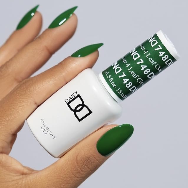 DAISY DND Gel Polish Set – Green Collection Duo, 4 Leaf Clover #748 (Gel + Lacquer, 0.5 fl oz each)