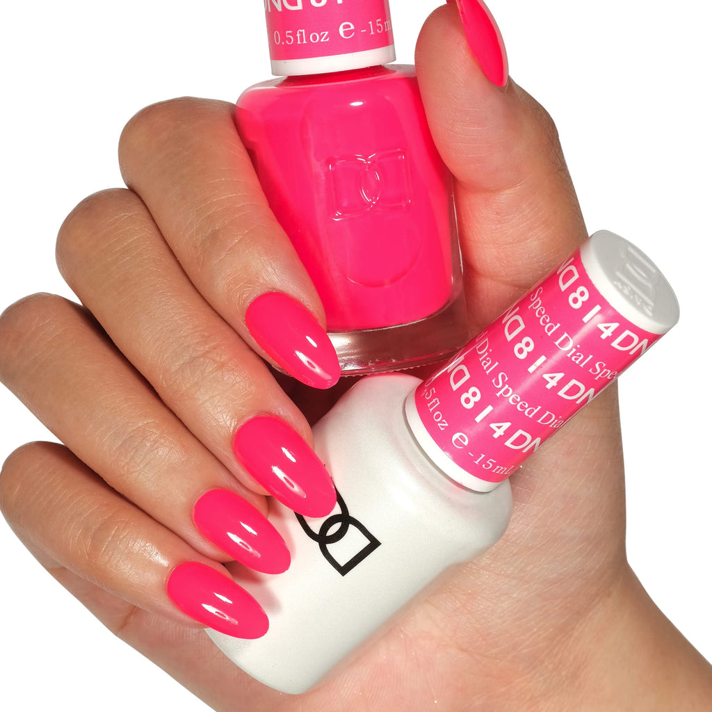 DAISY DND Gel Polish Set – Pink Collection, 814 Speed Dial Duo (Gel + Lacquer)