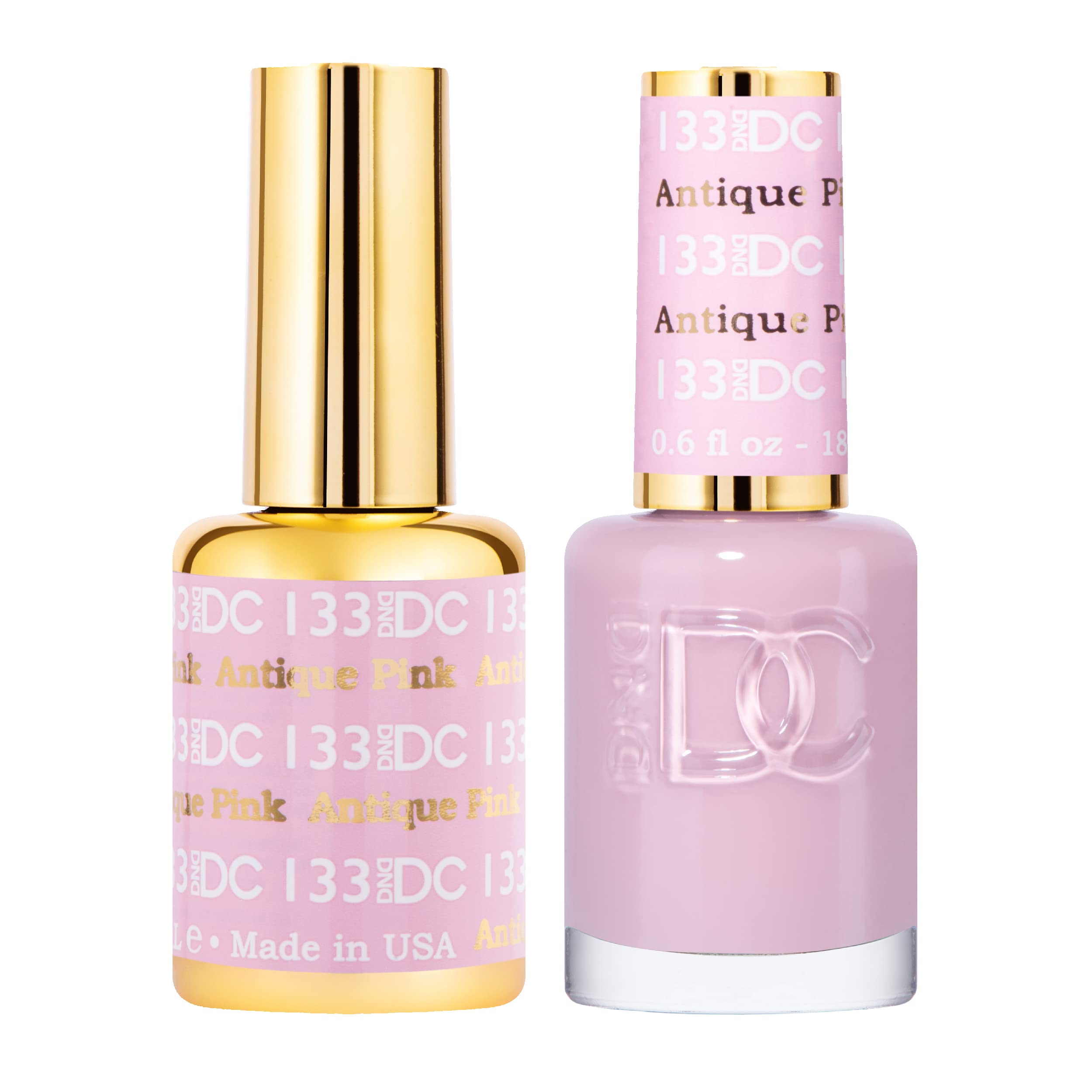 Daisy DND DC Gel Polish Set – Pink Collection, Antique Pink 133, UV/LED Gel Polish & Air Dry Lacquer Duo