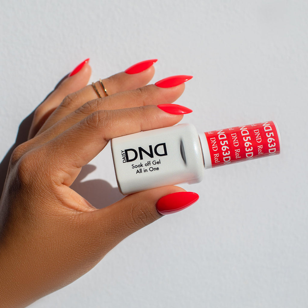 DND Gel Polish Set – Red 563 Duo Pack (Gel + Lacquer), 0.5 fl oz Each | DAISY DND
