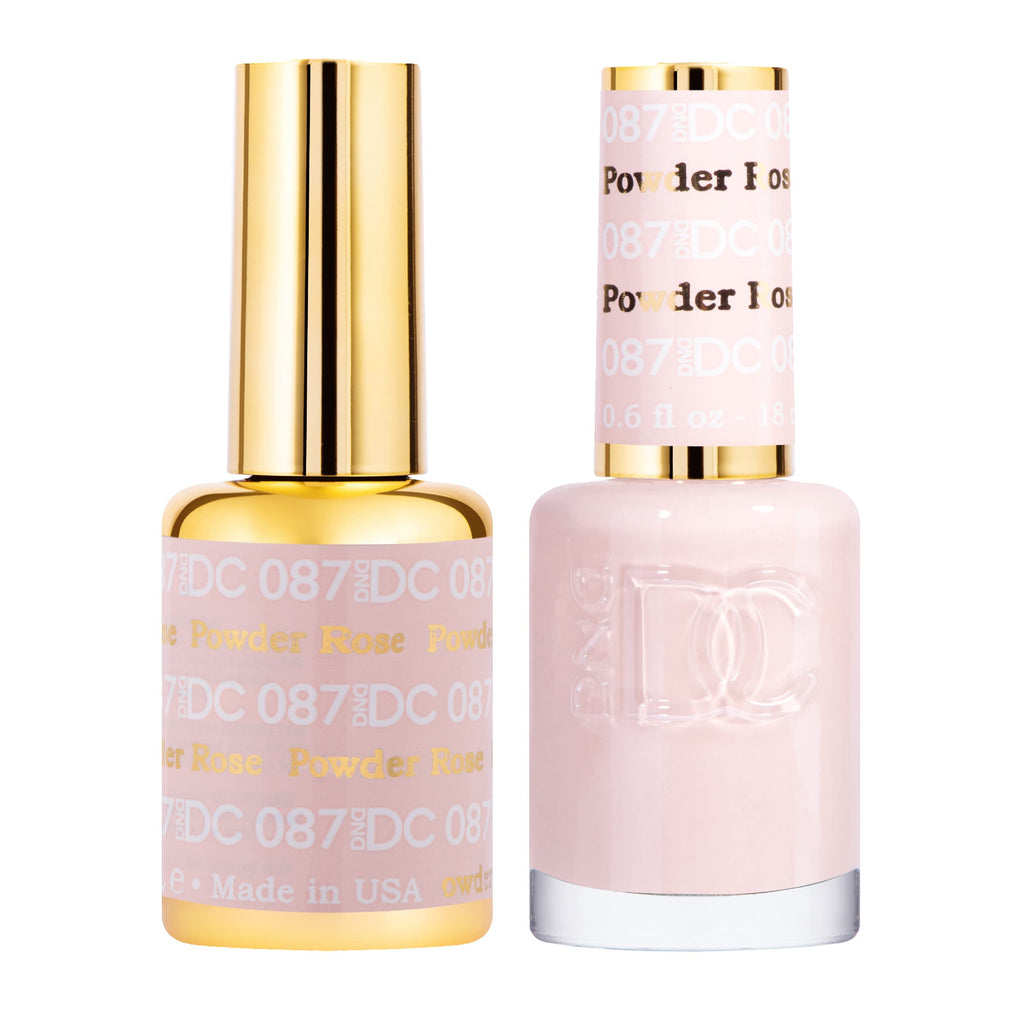 DAISY DND Gel Polish Set – Beige Nude Rose Powder #087, Gel Polish + Matching Lacquer Duo, 0.6 Fl Oz Each