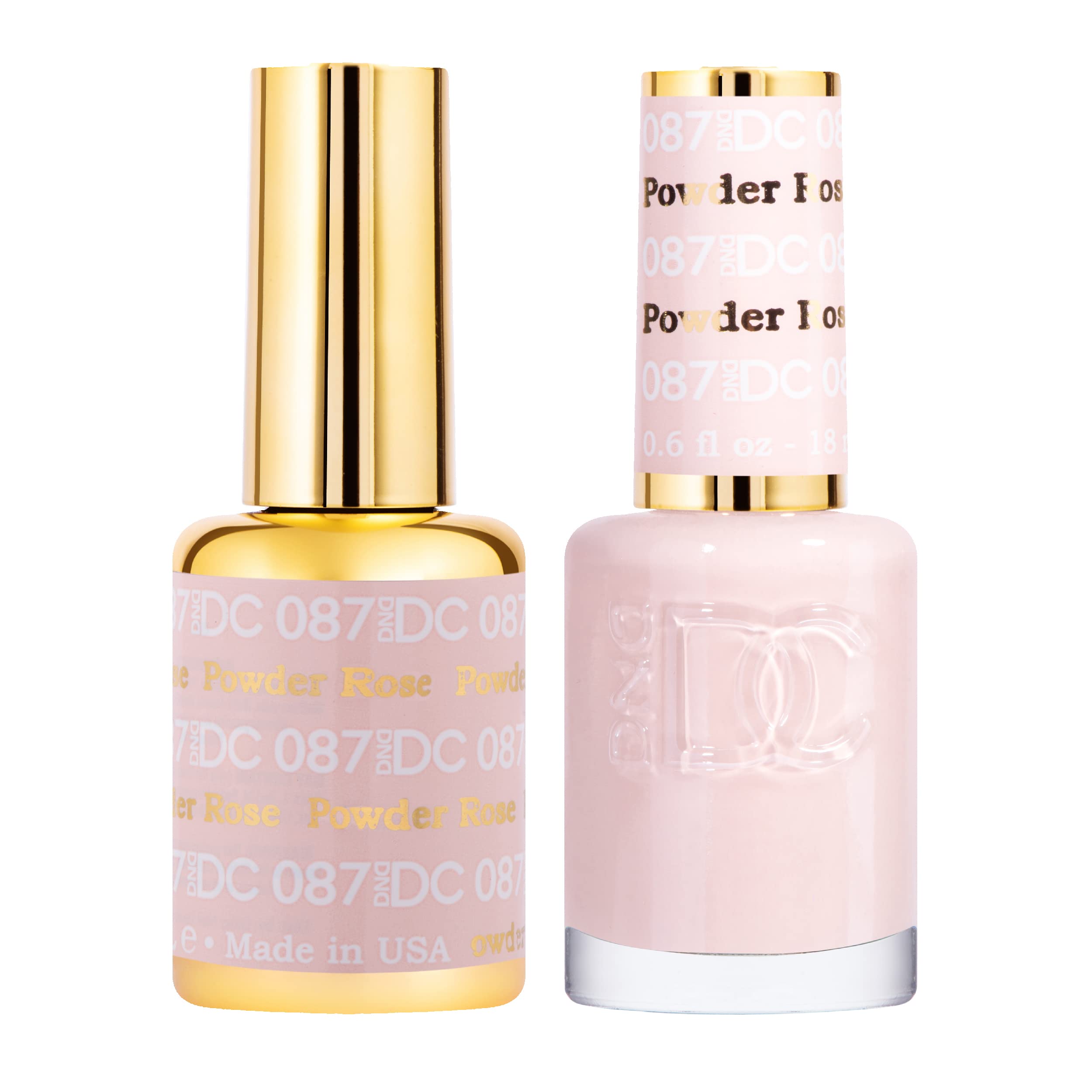 DAISY DND Gel Polish Set – Beige Nude Rose Powder #087, Gel Polish + Matching Lacquer Duo, 0.6 Fl Oz Each