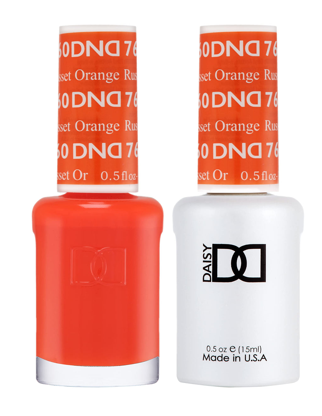 Daisy DND Gel Polish Set, Orange Collection – Russet Orange #760, Gel Polish + Matching Lacquer Duo, 0.5 fl oz each