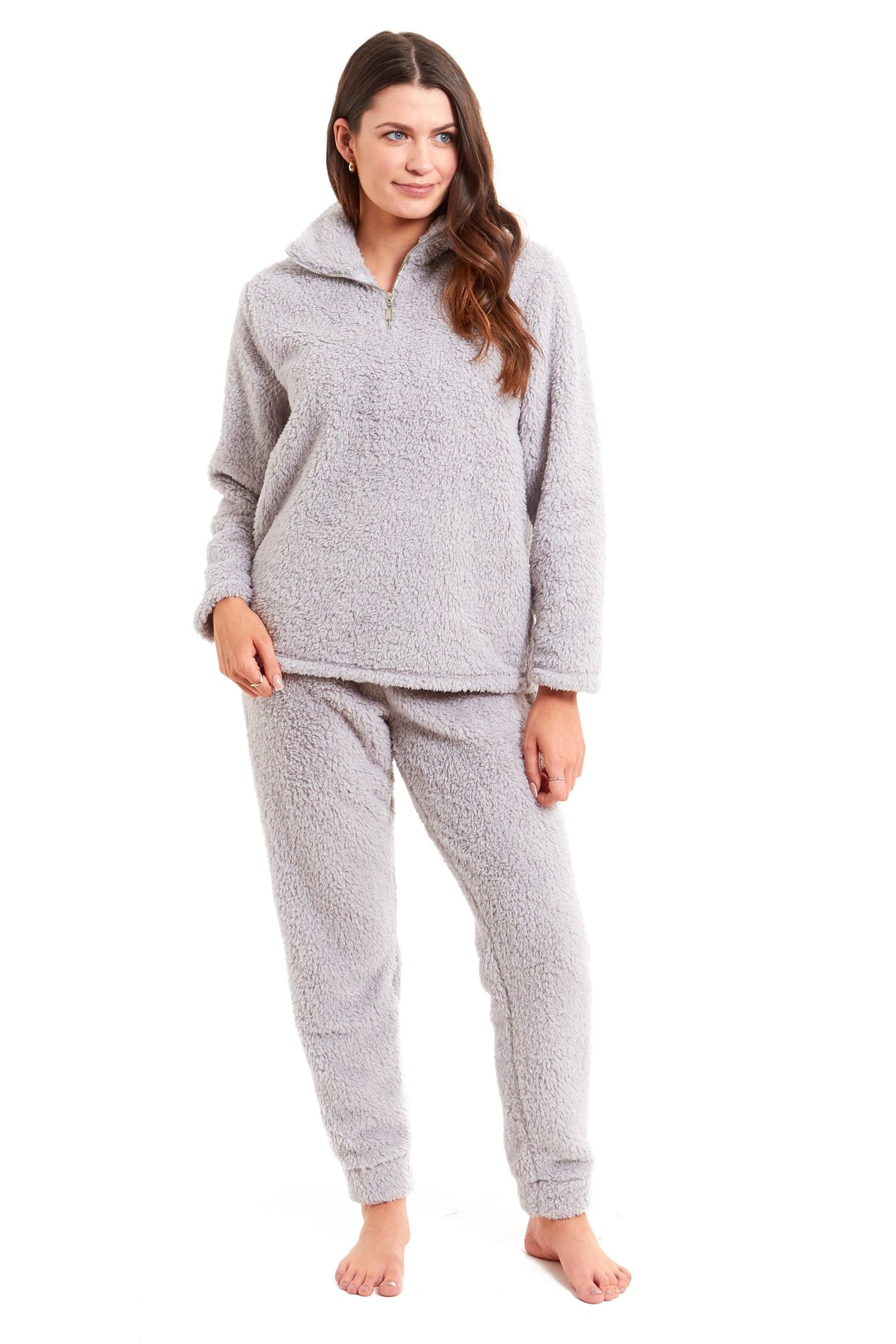 OLIVIA ROCCO Women's Teddy Fleece Lounge Set Zip Up Pyjama with Elasticated Waistband