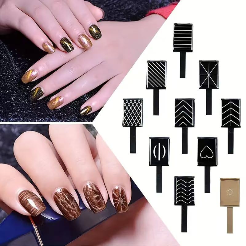 DAIXIANGER 73-Piece Cat Eye Nail Magnet Set – Multi-Shape Gel Nail Art Tools