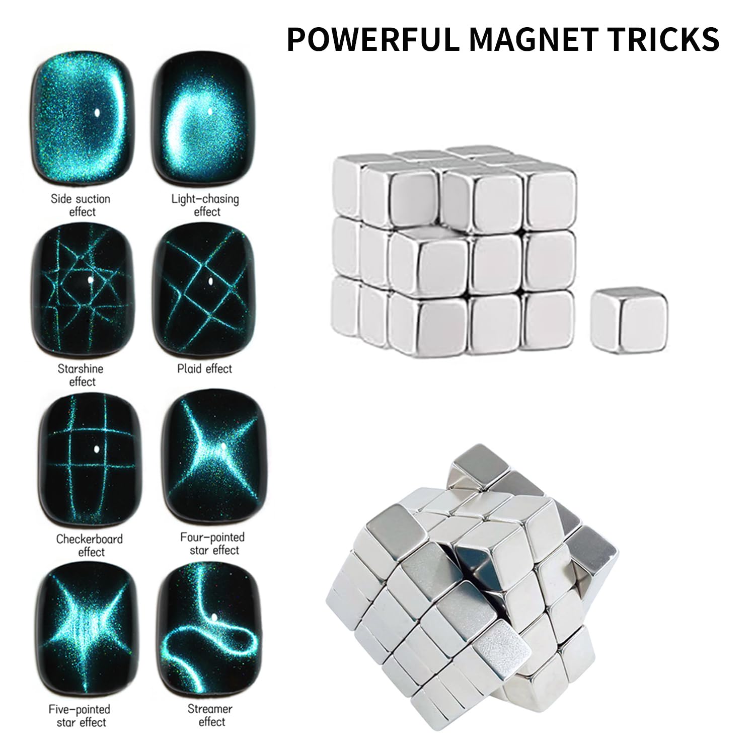 DAIXIANGER 73-Piece Cat Eye Nail Magnet Set – Multi-Shape Gel Nail Art Tools