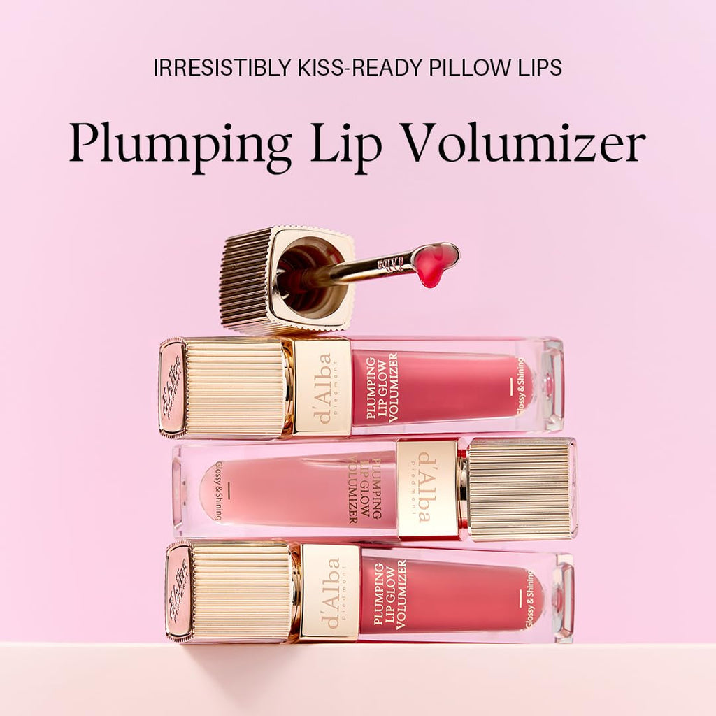 d'alba Piedmont Plumping Lip Glow Mood Volumizer – Hydrating Lip Plumper with Vegan Ceramide & Vitamin C & E, Feeble Pink (0.17 oz)