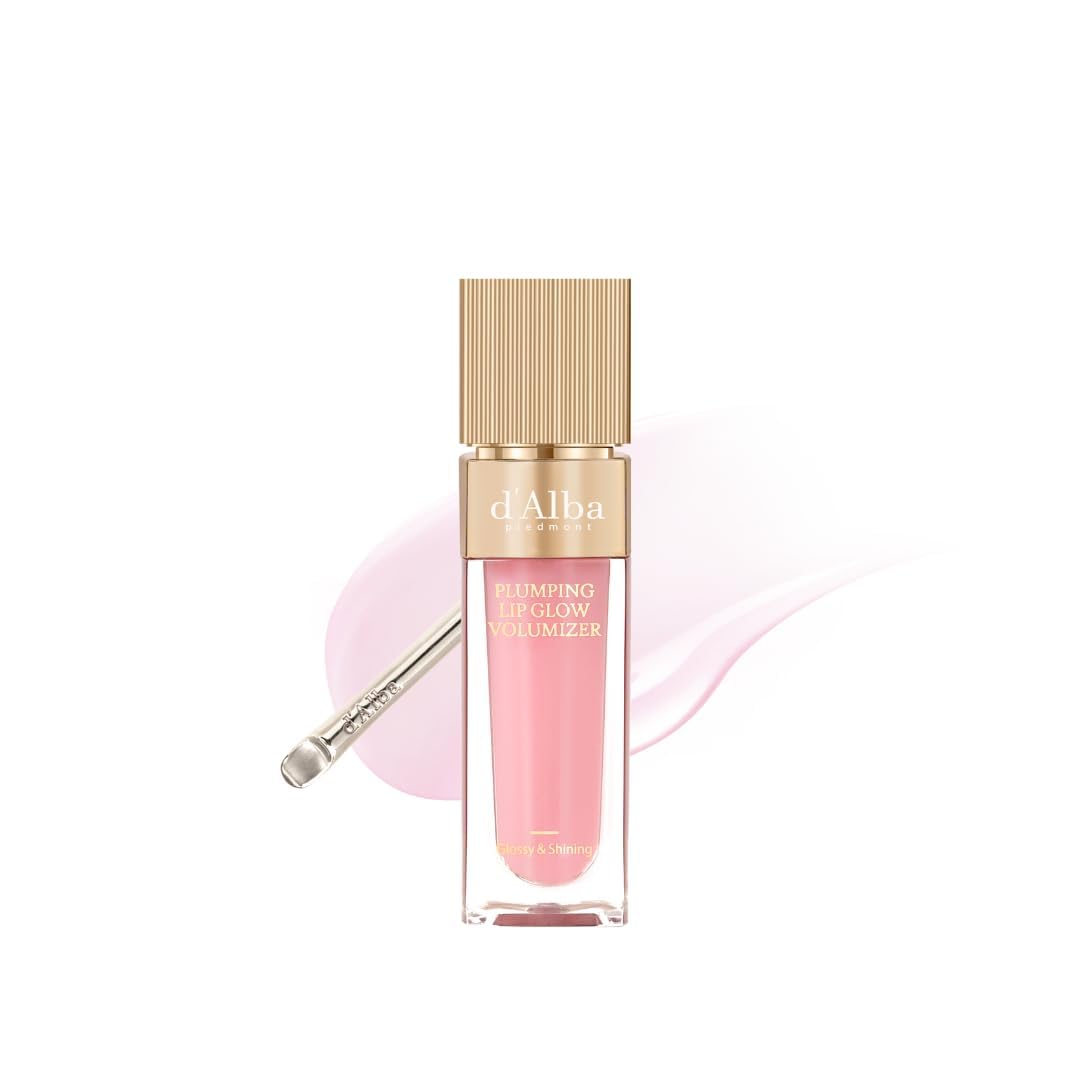 d'alba Piedmont Plumping Lip Glow Mood Volumizer – Hydrating Lip Plumper with Vegan Ceramide & Vitamin C & E, Feeble Pink (0.17 oz)