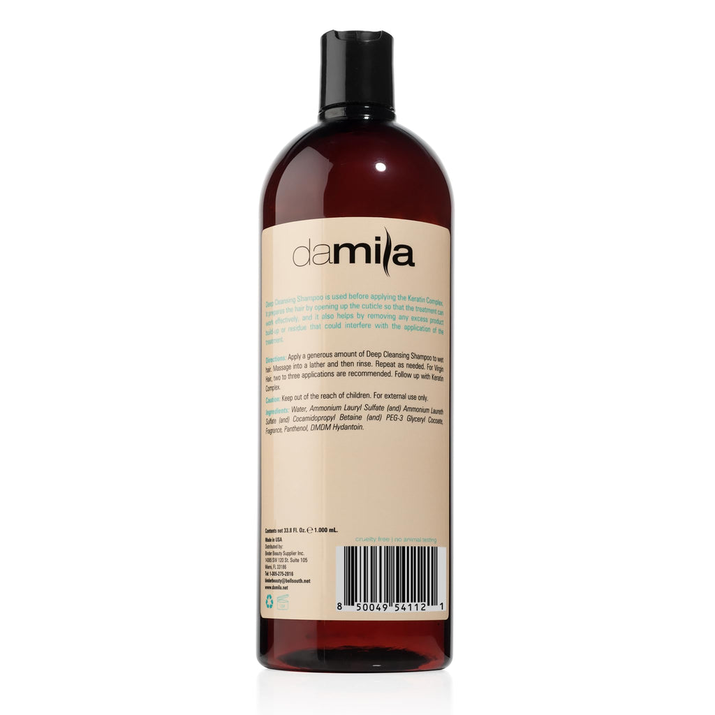 Damila Deep Cleansing Shampoo – Clarifying Shampoo for All Hair Types | Degreases, Removes Residue & Product Build-Up | Preps Hair for Keratin Treatment – 33.9 oz