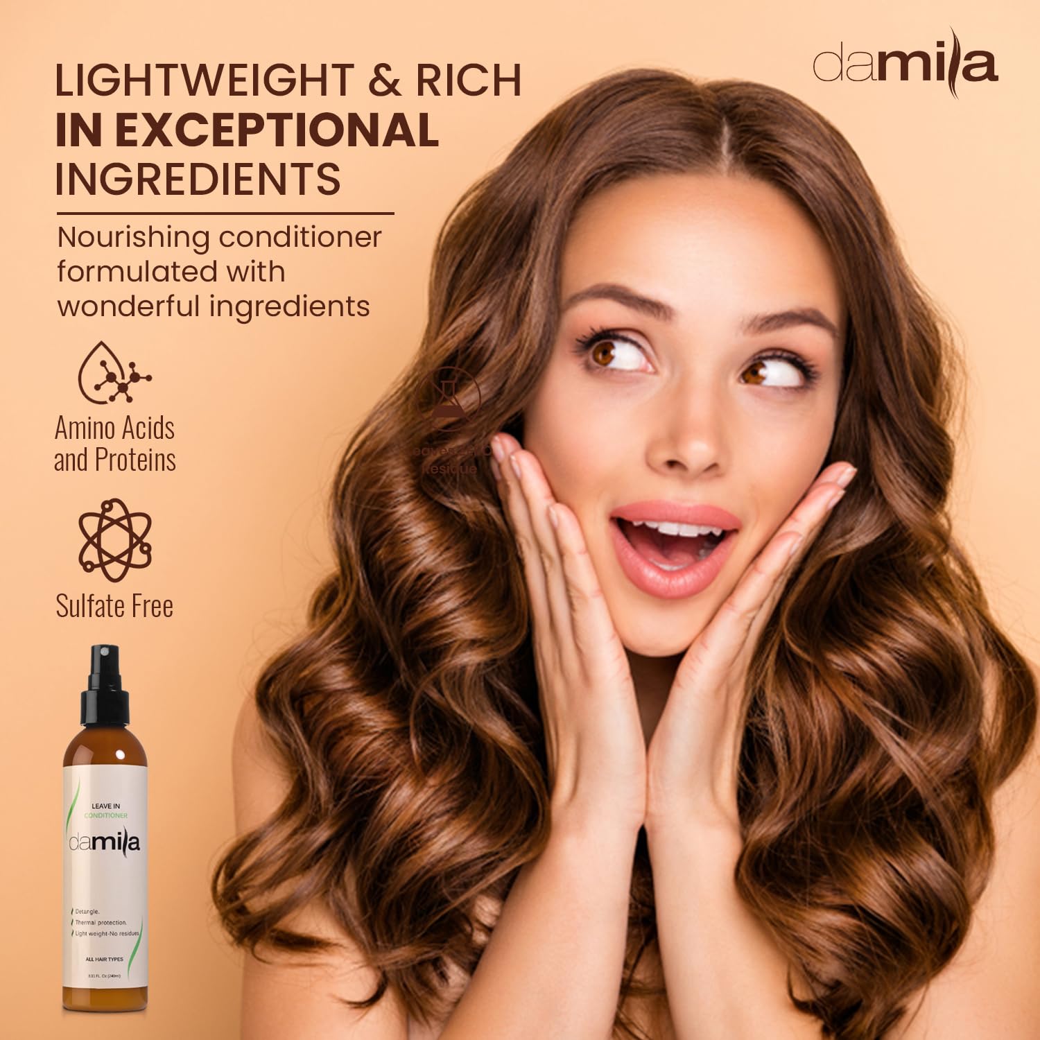 Damila Keratin Leave-In Spray – Detangles, Heat Protects, Extends Keratin