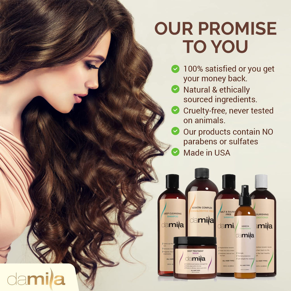 Damila Salt & Sulfate Free Shampoo & Conditioner for Keratin & Color-Treated Hair – Professional Keratin Value Pack (16.9 oz)