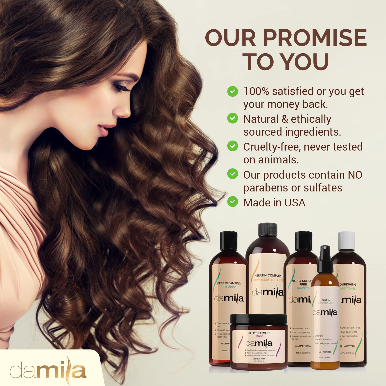 Damila Salt & Sulfate Free Shampoo & Conditioner for Keratin & Color-Treated Hair – Professional Keratin Value Pack (16.9 oz)