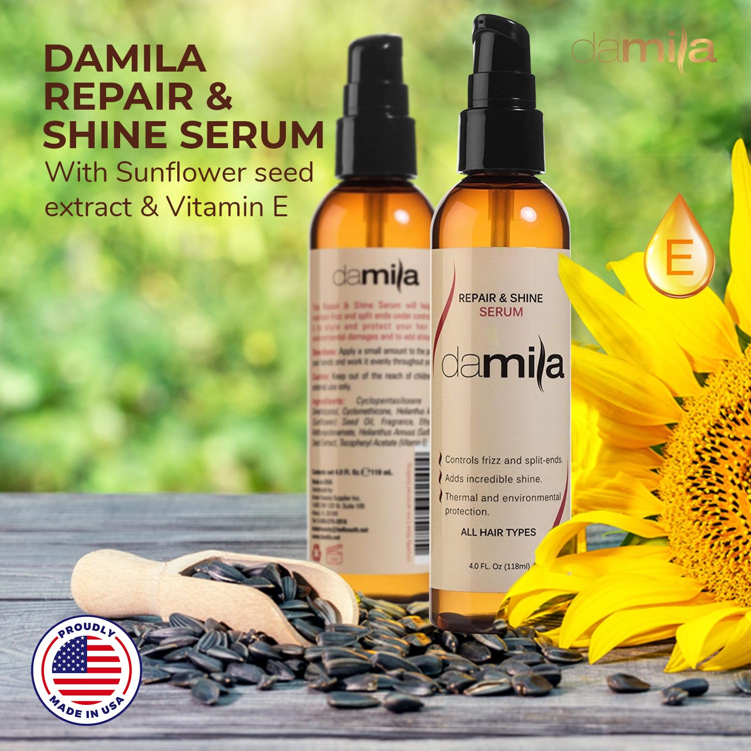 damila Repair & Shine Serum – Split End Repair & Frizz Control (4.1 Fl Oz)