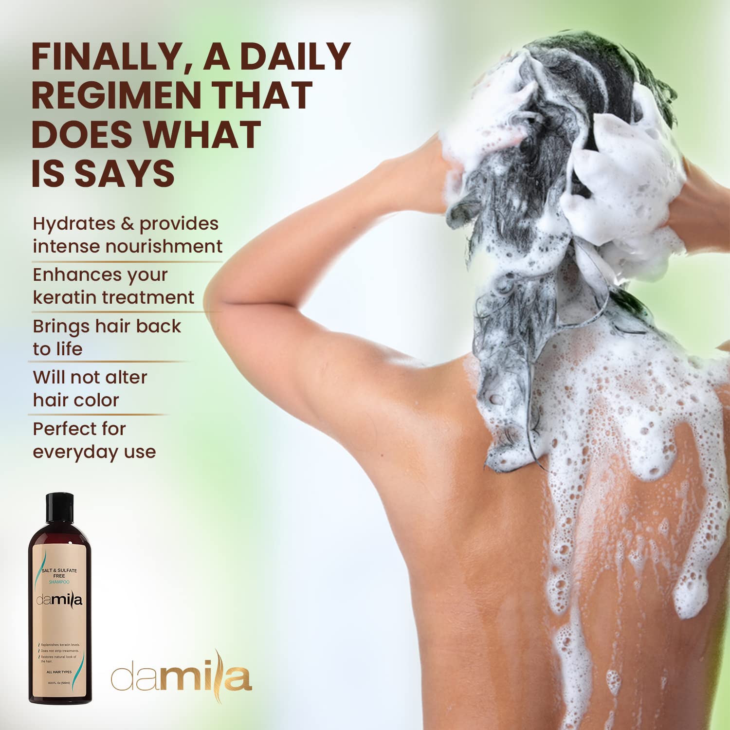 damila Salt & Sulfate Free Shampoo for Keratin & Color-Treated Hair – 33.8 fl oz