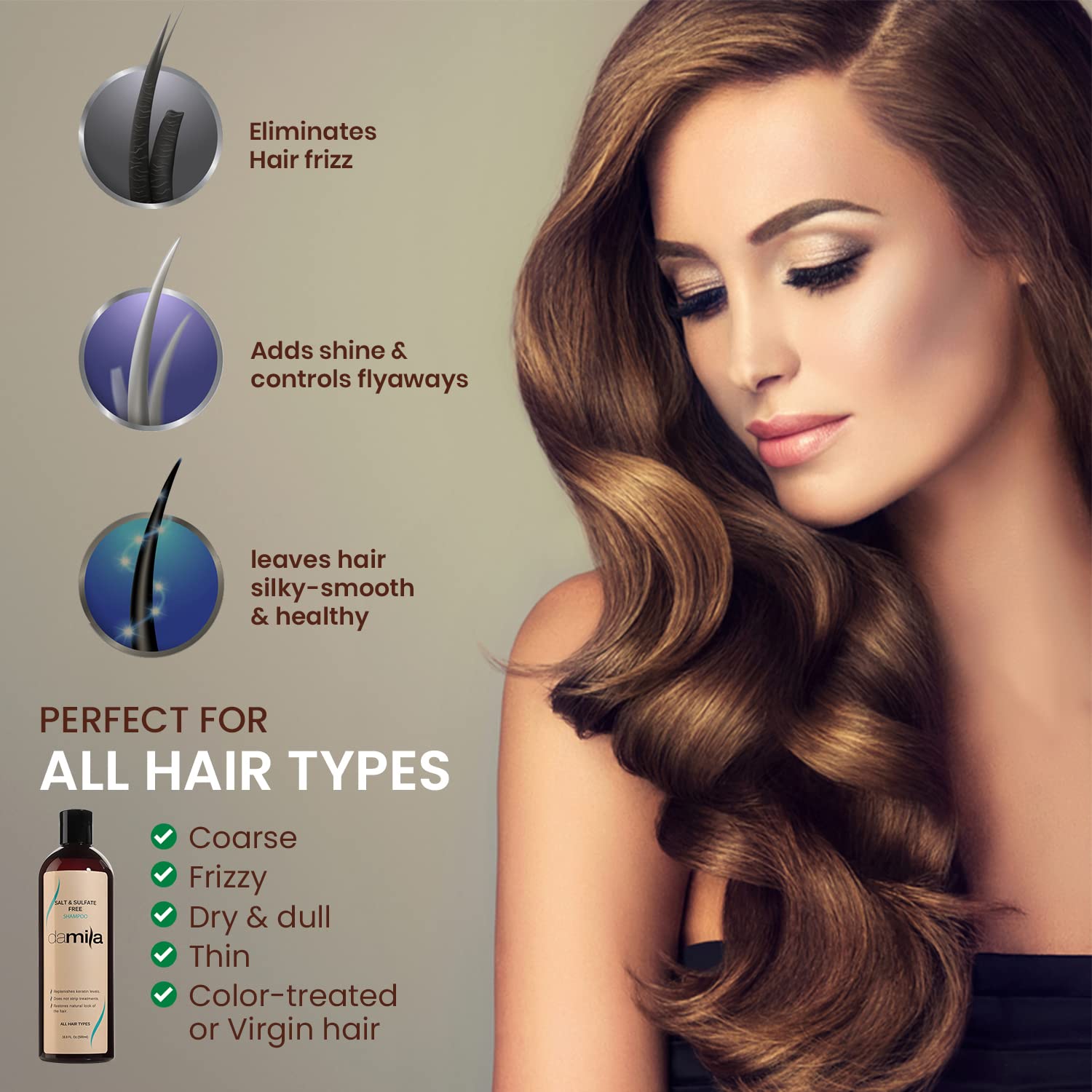 damila Salt & Sulfate Free Shampoo for Keratin & Color-Treated Hair – 33.8 fl oz