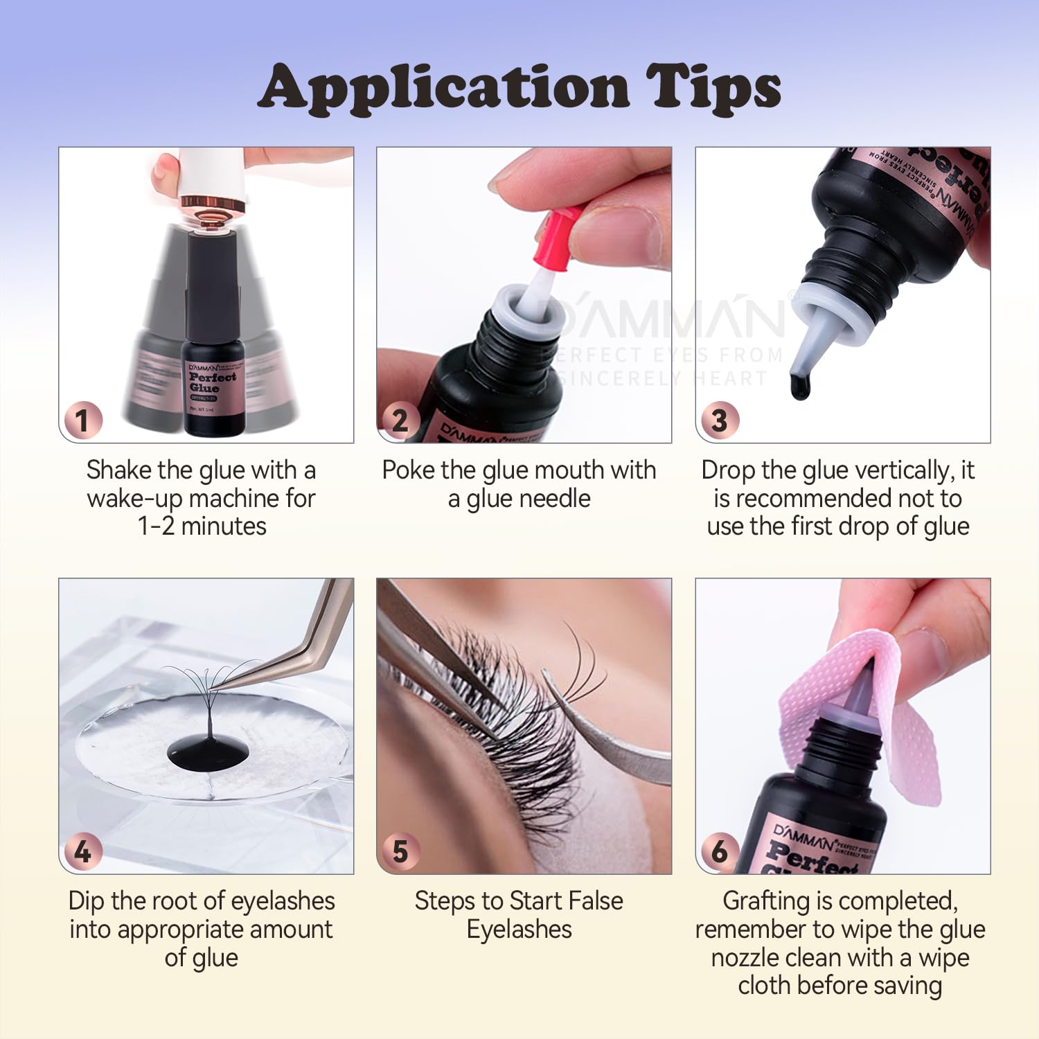 DAMMAN No.12 Eyelash Extension Glue — 5ml, 1-2 Sec Dry, Long-Lasting 8-10 Weeks, Low Odor, Salon-Grade