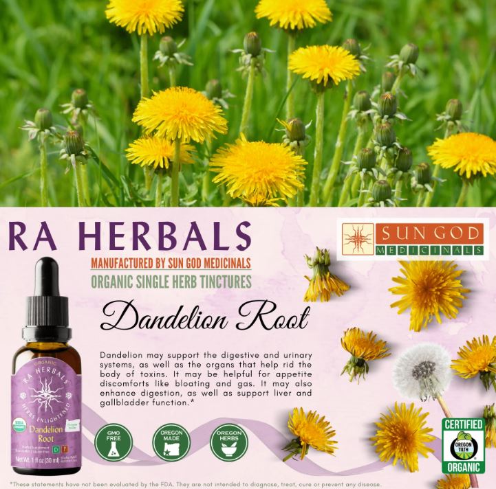 Dandelion Organic Tincture - IMPROVE DIGESTION & REMOVE IMPURITIES