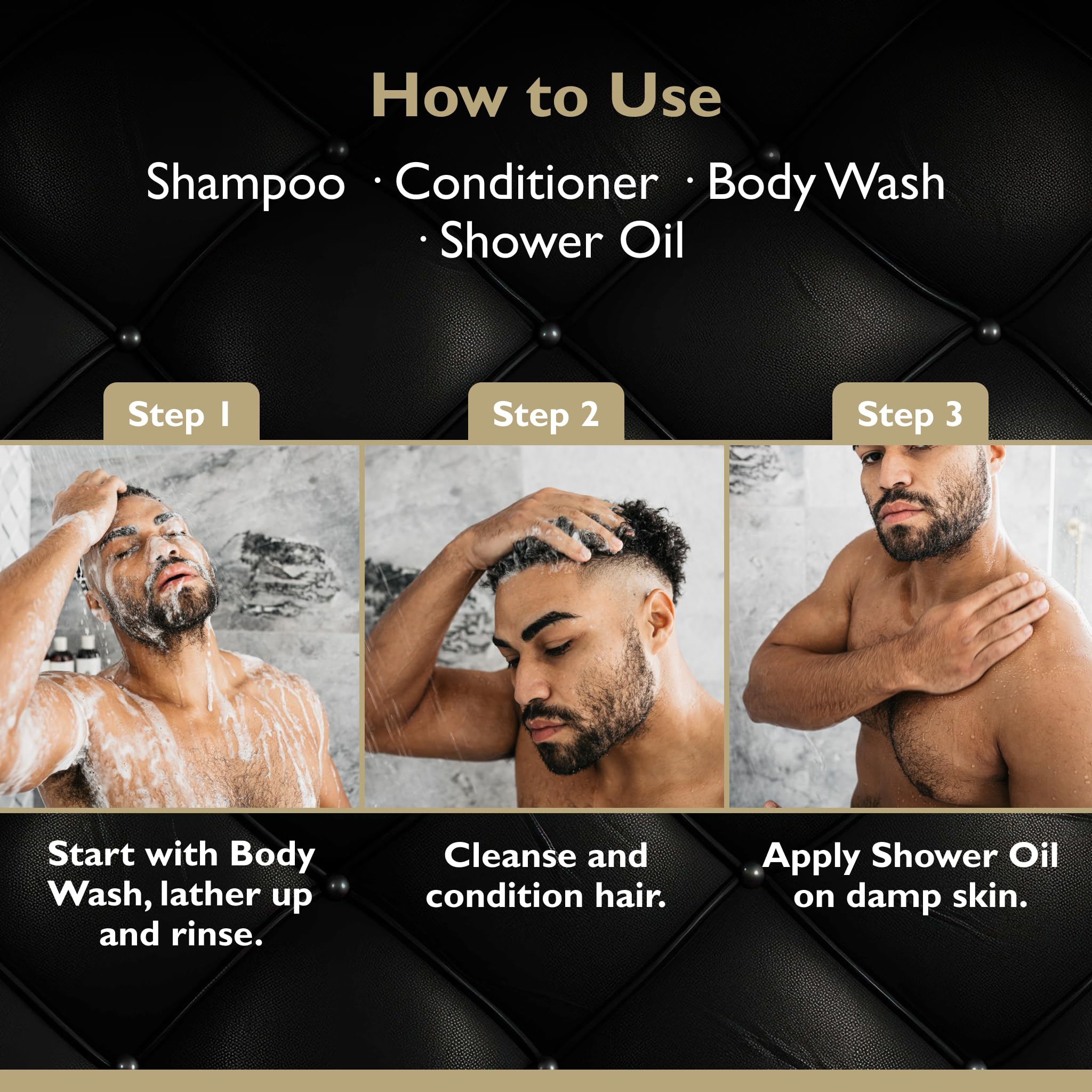 DandyMen Saffron Ember Shower Set – Shampoo, Conditioner, Body Wash & Shower Oil
