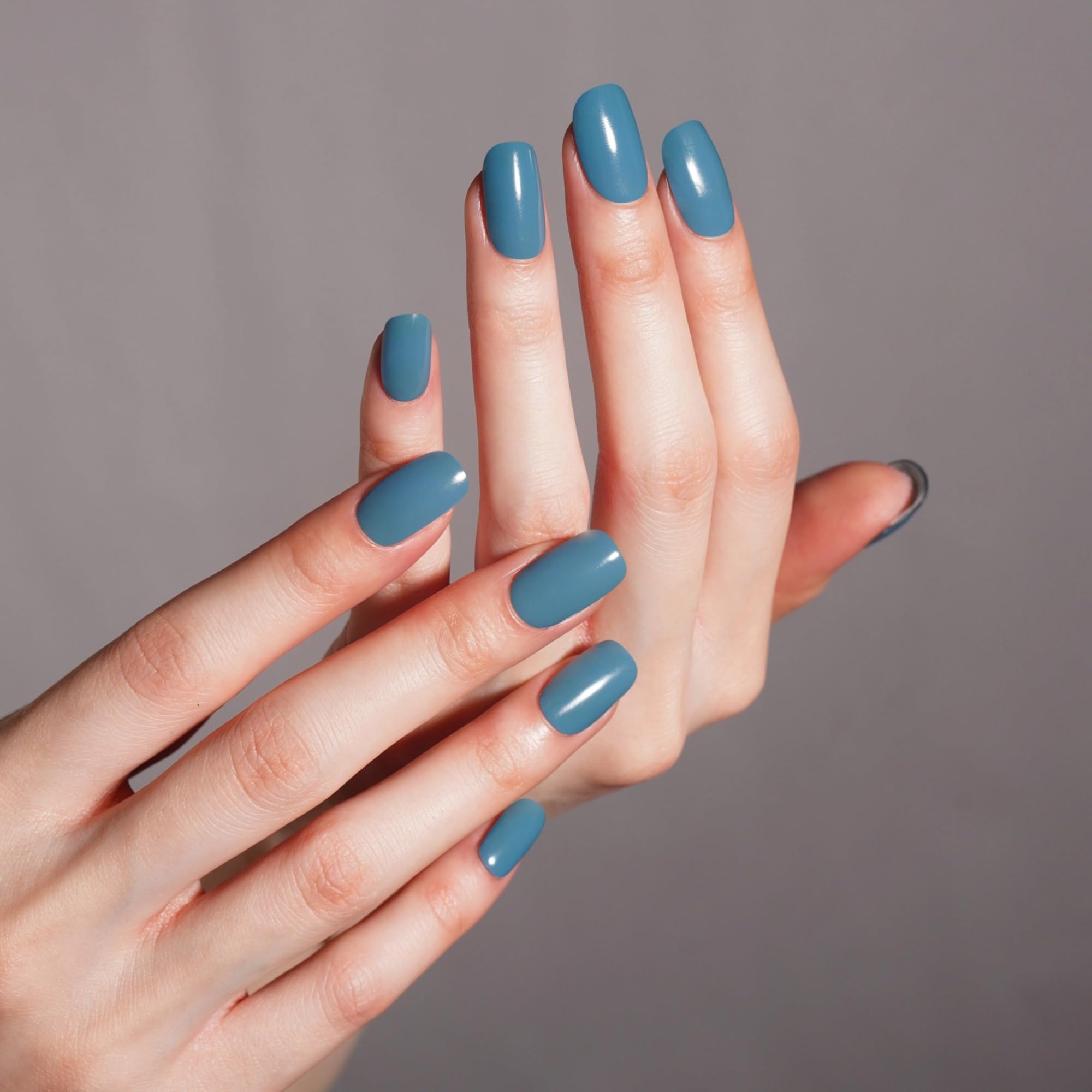DANNI & TONI Indigo Semi-Cured Gel Nail Strips - Blue Glossy Nail Wraps (28 pcs)