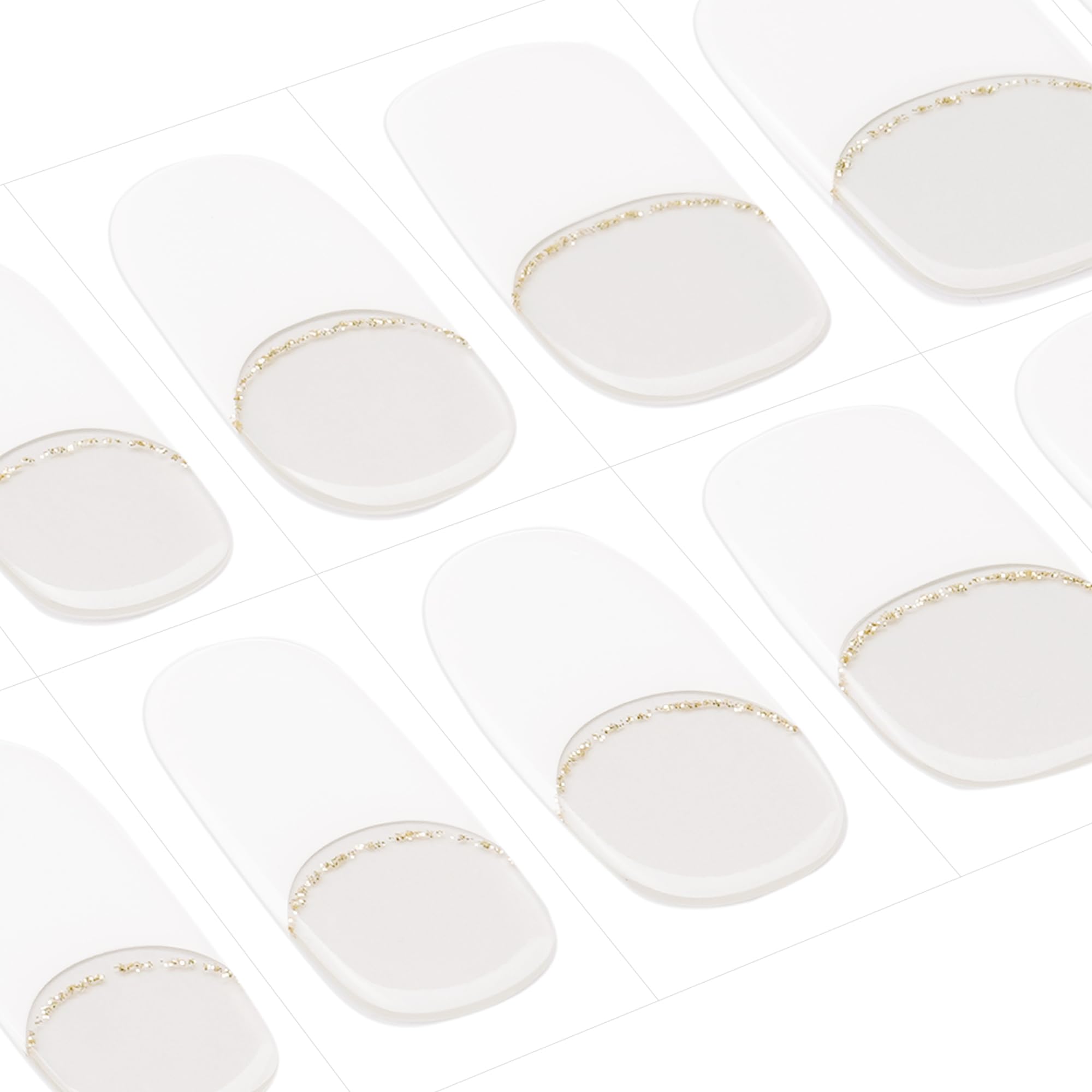 DANNI & TONI Semi Cured Gel Nail Strips – Glitter French Line (Chic) | 28 Stickers