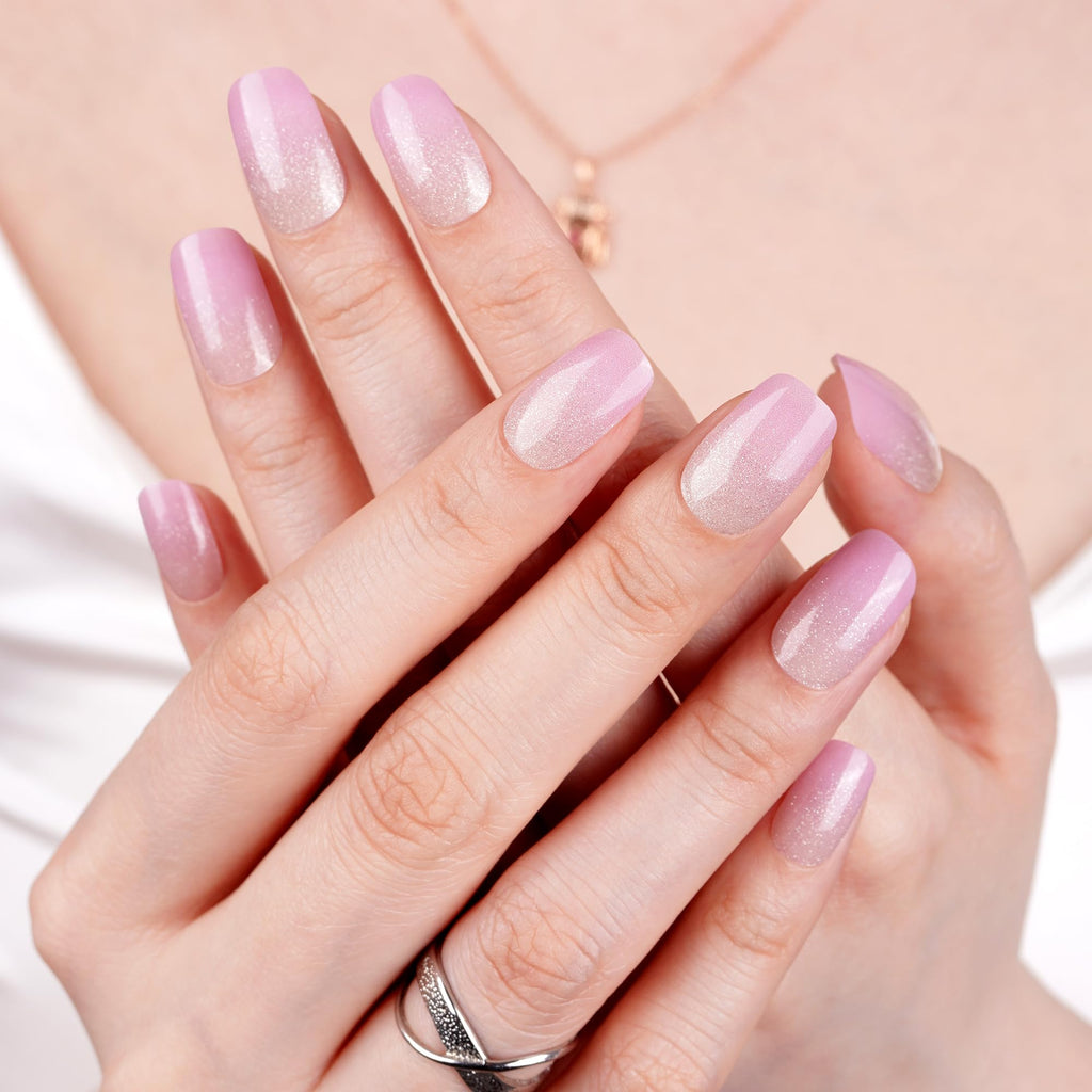 DANNI & TONI Semi-Cured Gel Nail Strips – Lavender Gradient (Lilac Sheen), 28 Wraps