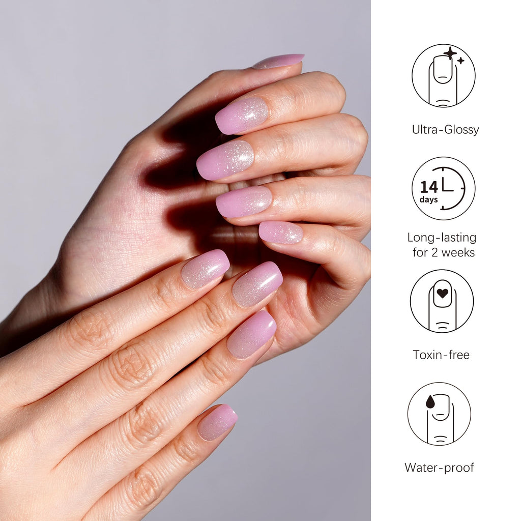 DANNI & TONI Semi-Cured Gel Nail Strips – Lavender Gradient (Lilac Sheen), 28 Wraps