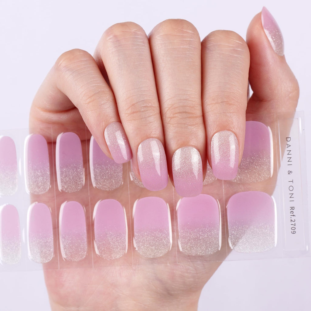 DANNI & TONI Semi-Cured Gel Nail Strips – Lavender Gradient (Lilac Sheen), 28 Wraps