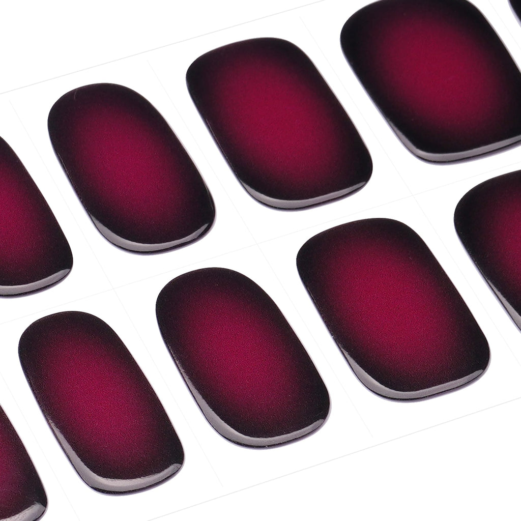DANNI & TONI Semi Cured Gel Nail Strips – Black Wine Red Ombre | Midnight Velvet