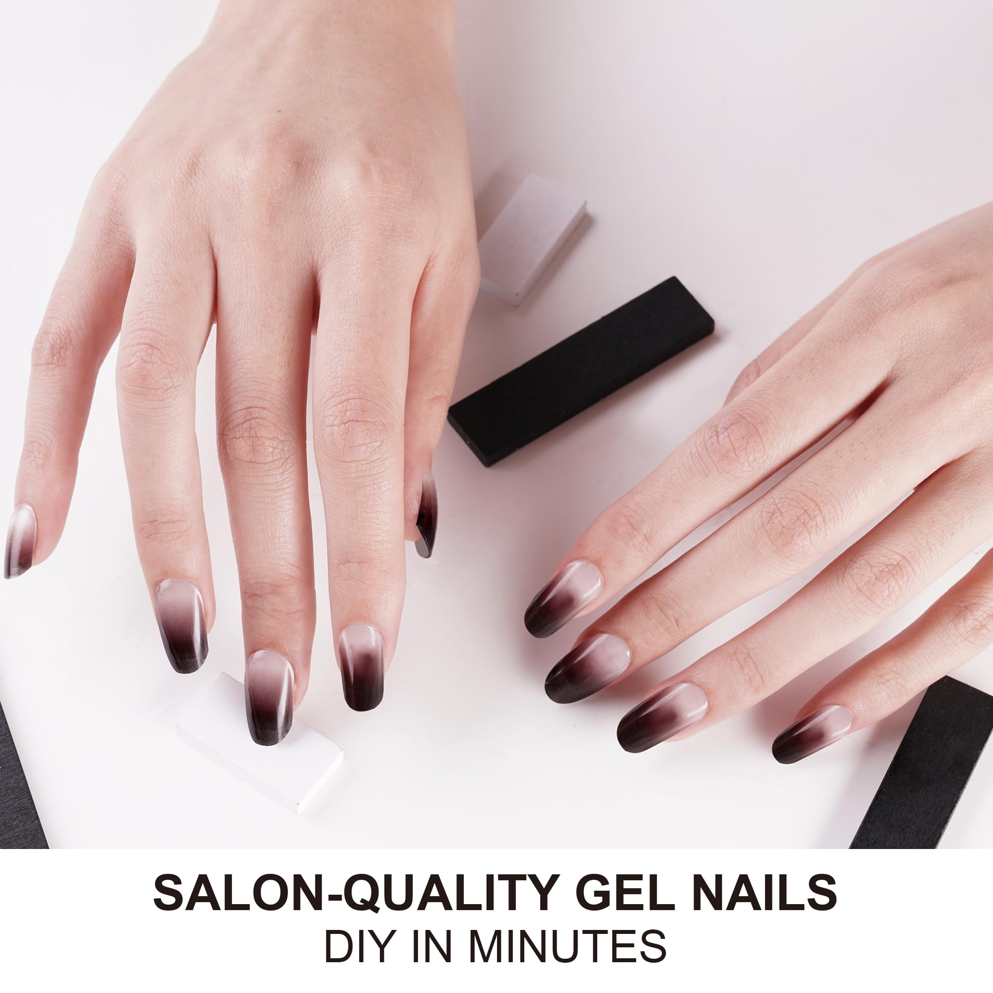 DANNI & TONI Semi Cured Gel Nail Strips – Black Transparent Ombre