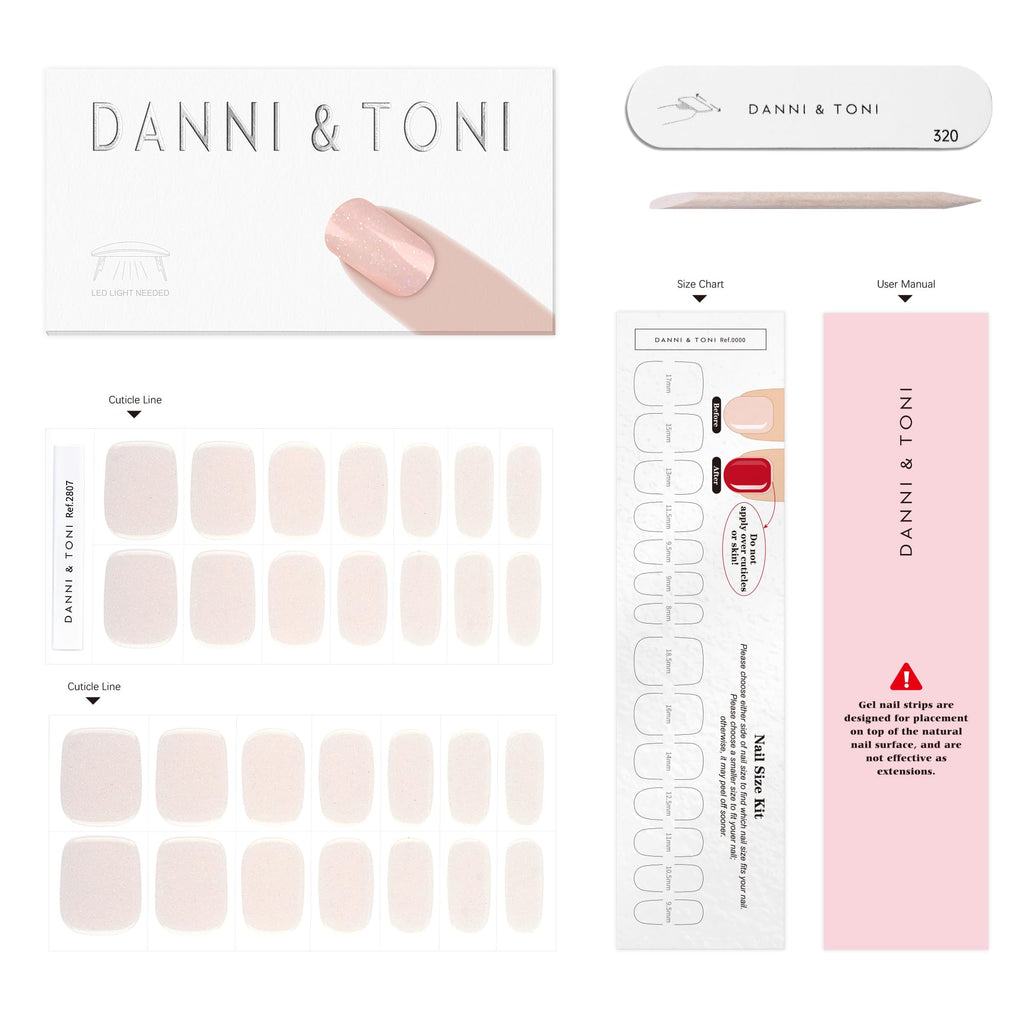 DANNI & TONI Mermaid Glitters Aurora Gel Nail Stickers – Semi-Cured Nail Wraps (28 pcs)
