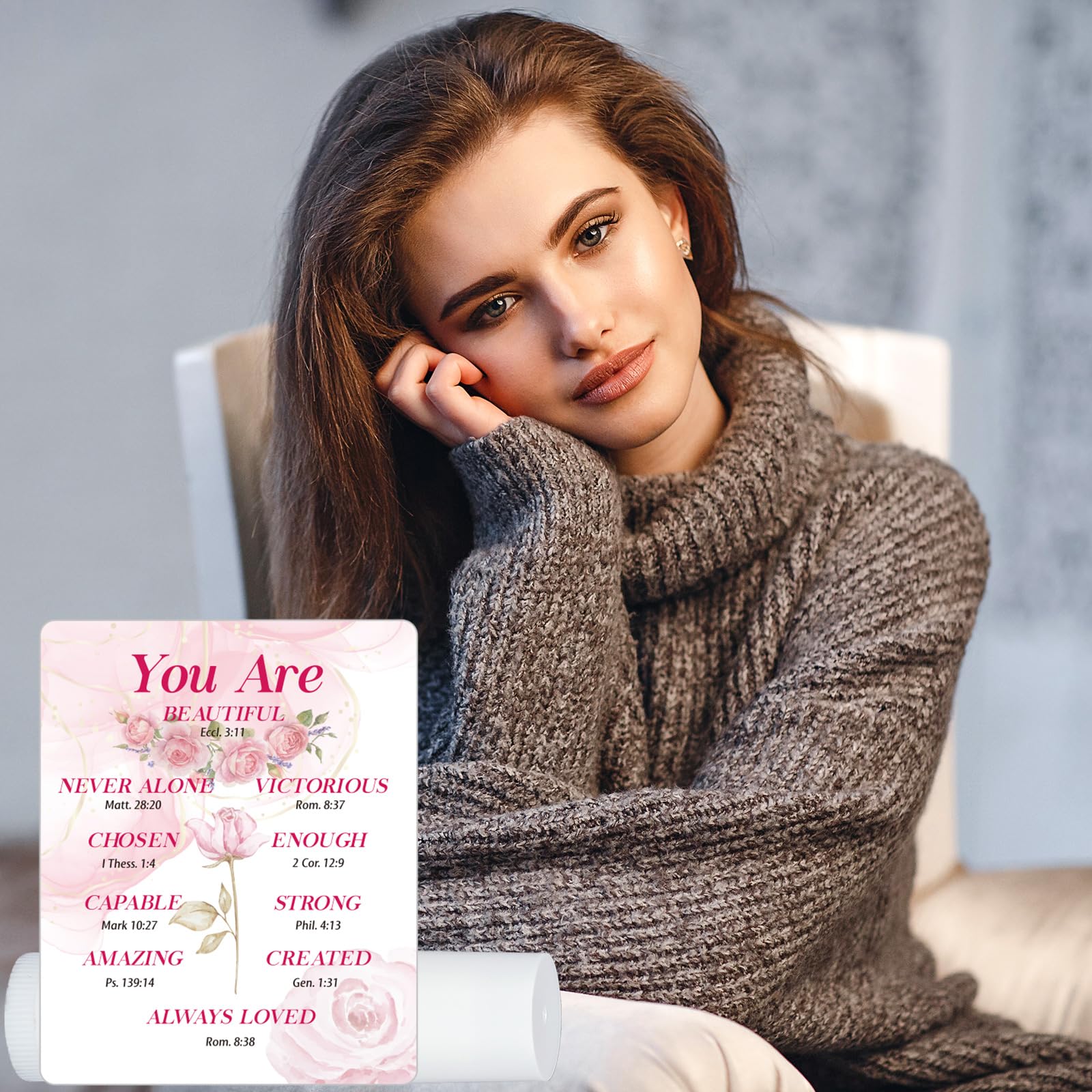 Dansib 50 Pcs Christian Lip Balm Set – Bible Verse Floral Gift Pack for Women & Men