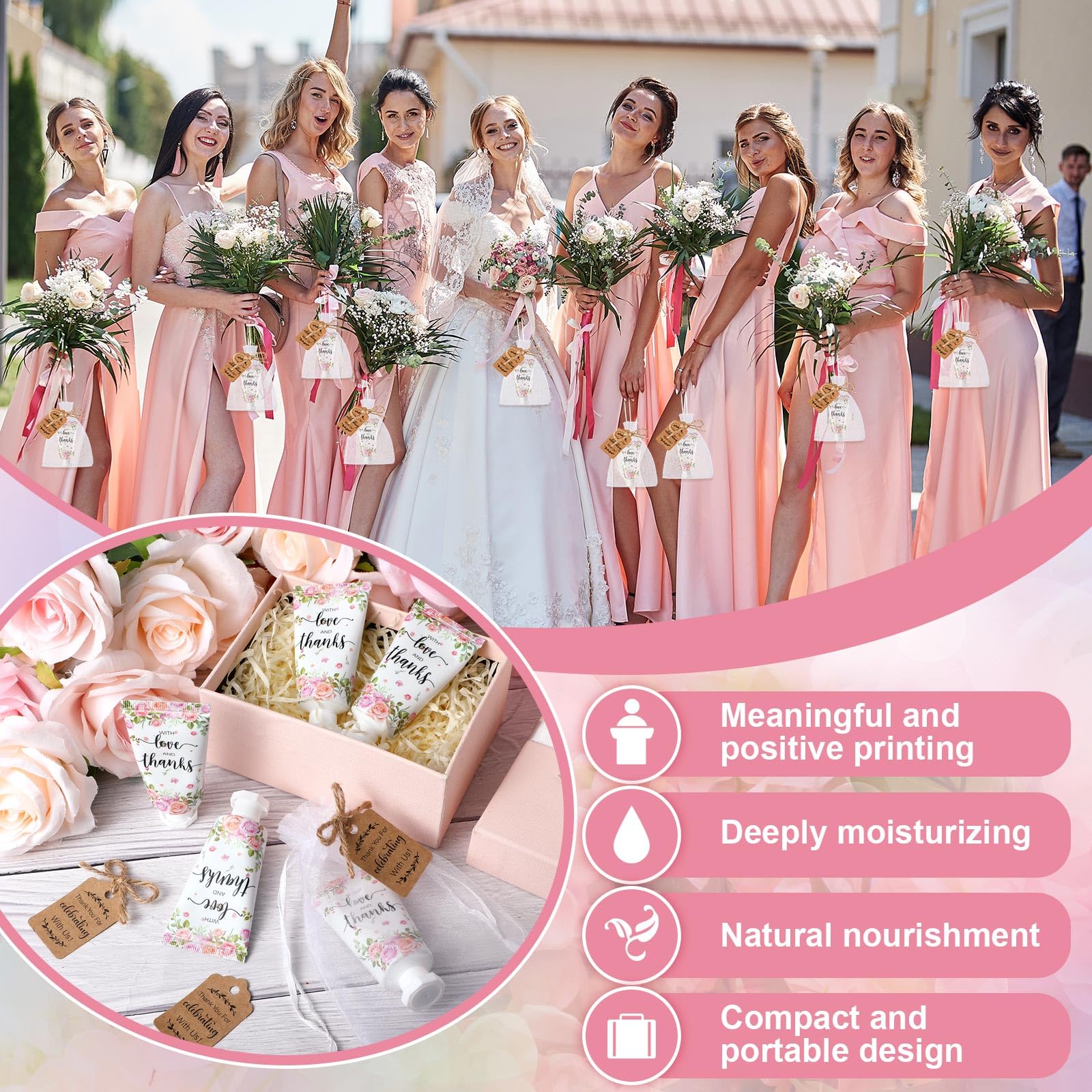 Dansib 48-Set Baby Shower Hand Cream Gift Favors – Rose Scented Mini Lotion for Guests