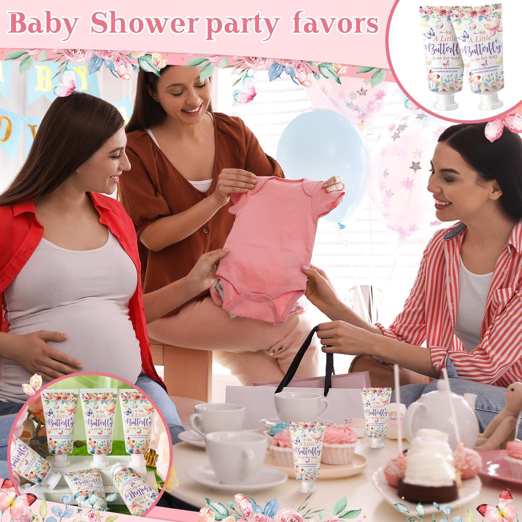 Dansib 48-Set Baby Shower Hand Cream Favors (Butterfly) – Coconut Milk Scent, Eucalyptus Design, Travel Size