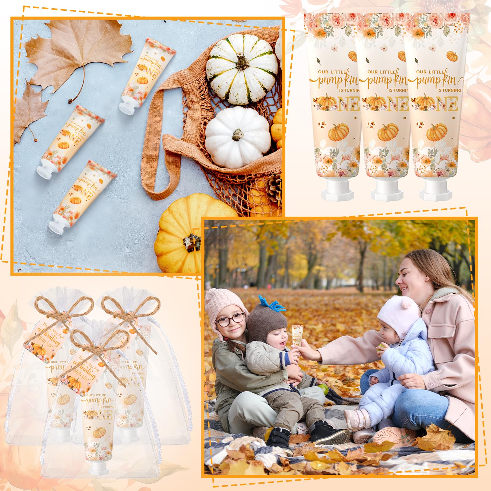 Dansib 48-Set Thanksgiving Fall Hand Cream Bulk – Party Favors, Travel Size, Yellow Pumpkin
