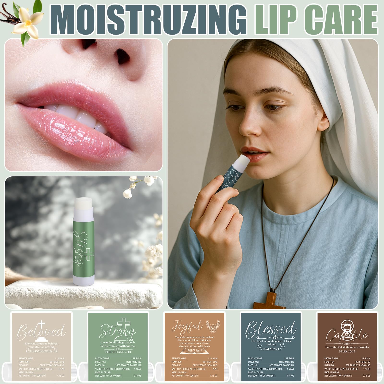 Dansib 50-Pack Christian Lip Balm Gift Set – Scripture Verse Bulk for Church & Staff