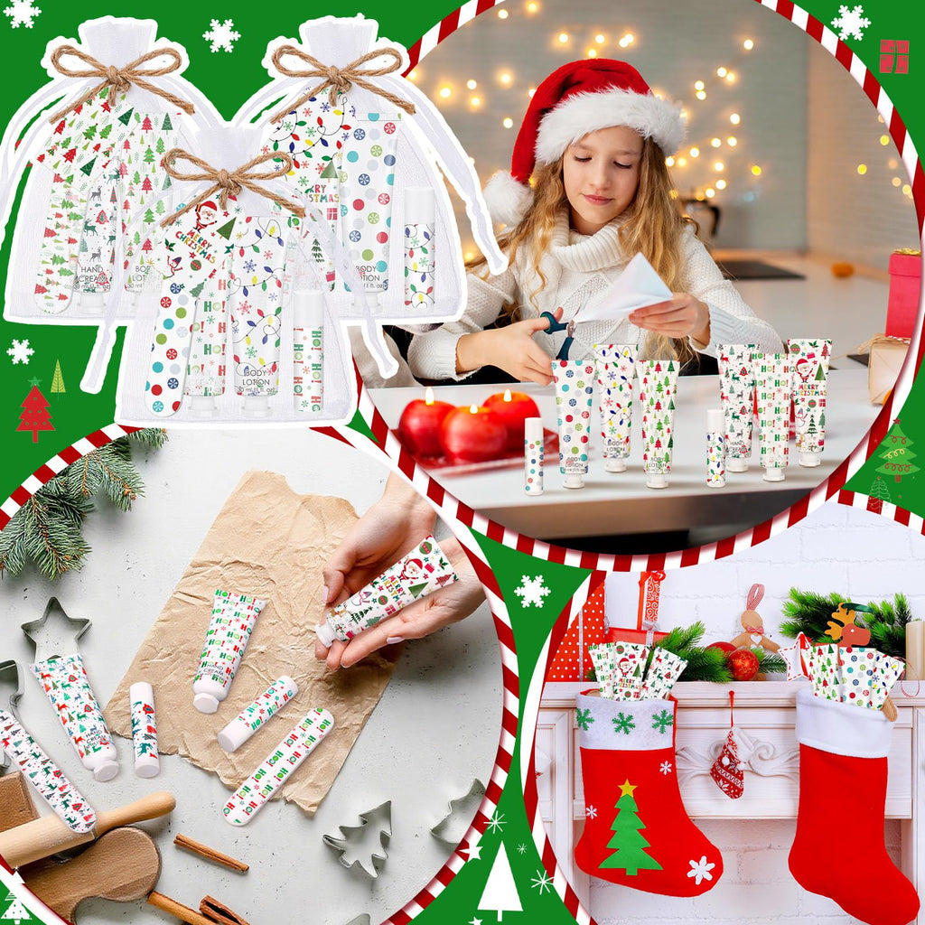 Dansib 6 Sets 36 Pcs Christmas Party Favors Gift Set – Hand Cream, Lip Balm, Body Lotion