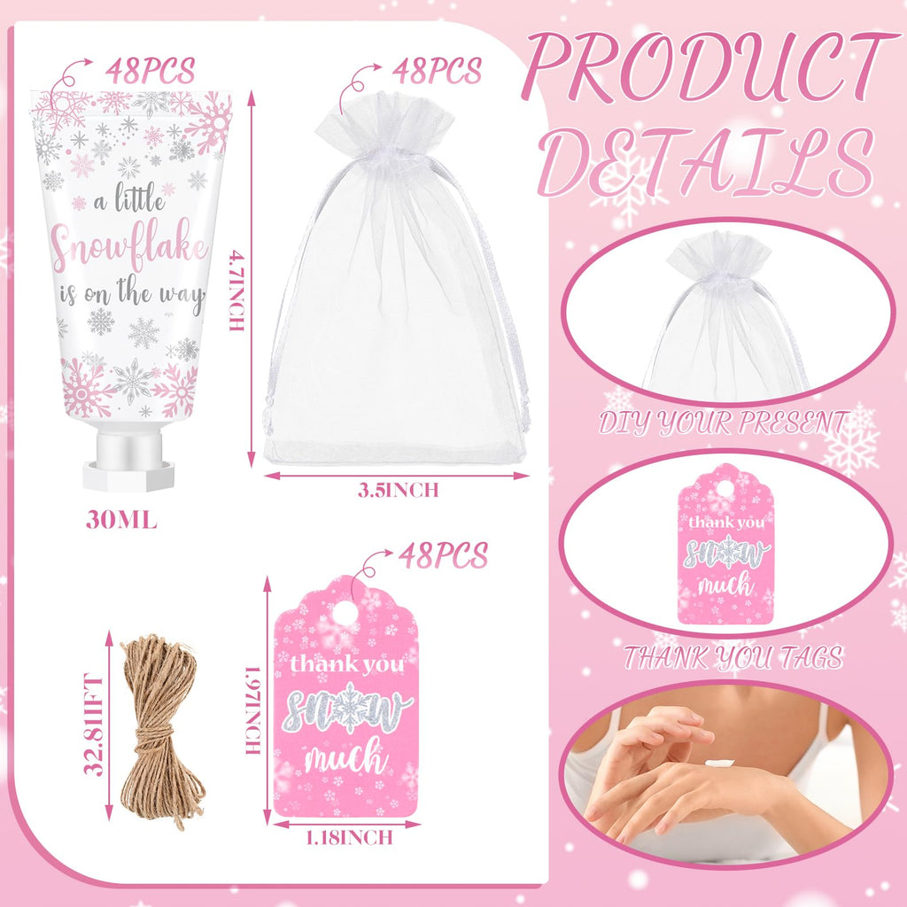 Dansib 48-Set Baby Shower Hand Cream Gift Favors – Snowflake Design, Mini Travel Size