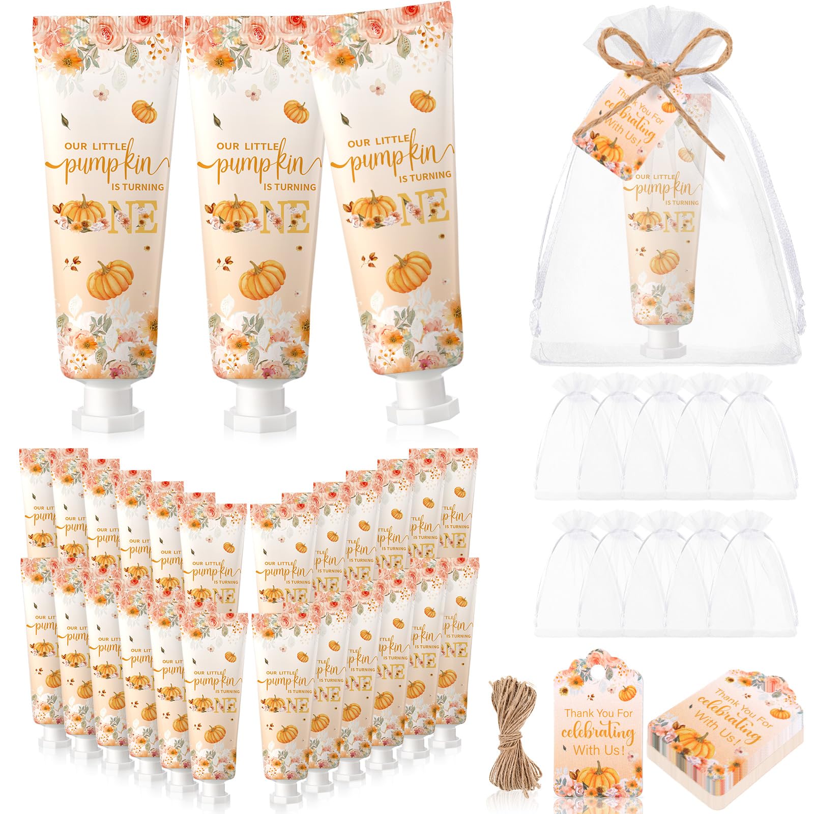 Dansib 48-Set Thanksgiving Fall Hand Cream Bulk – Party Favors, Travel Size, Yellow Pumpkin