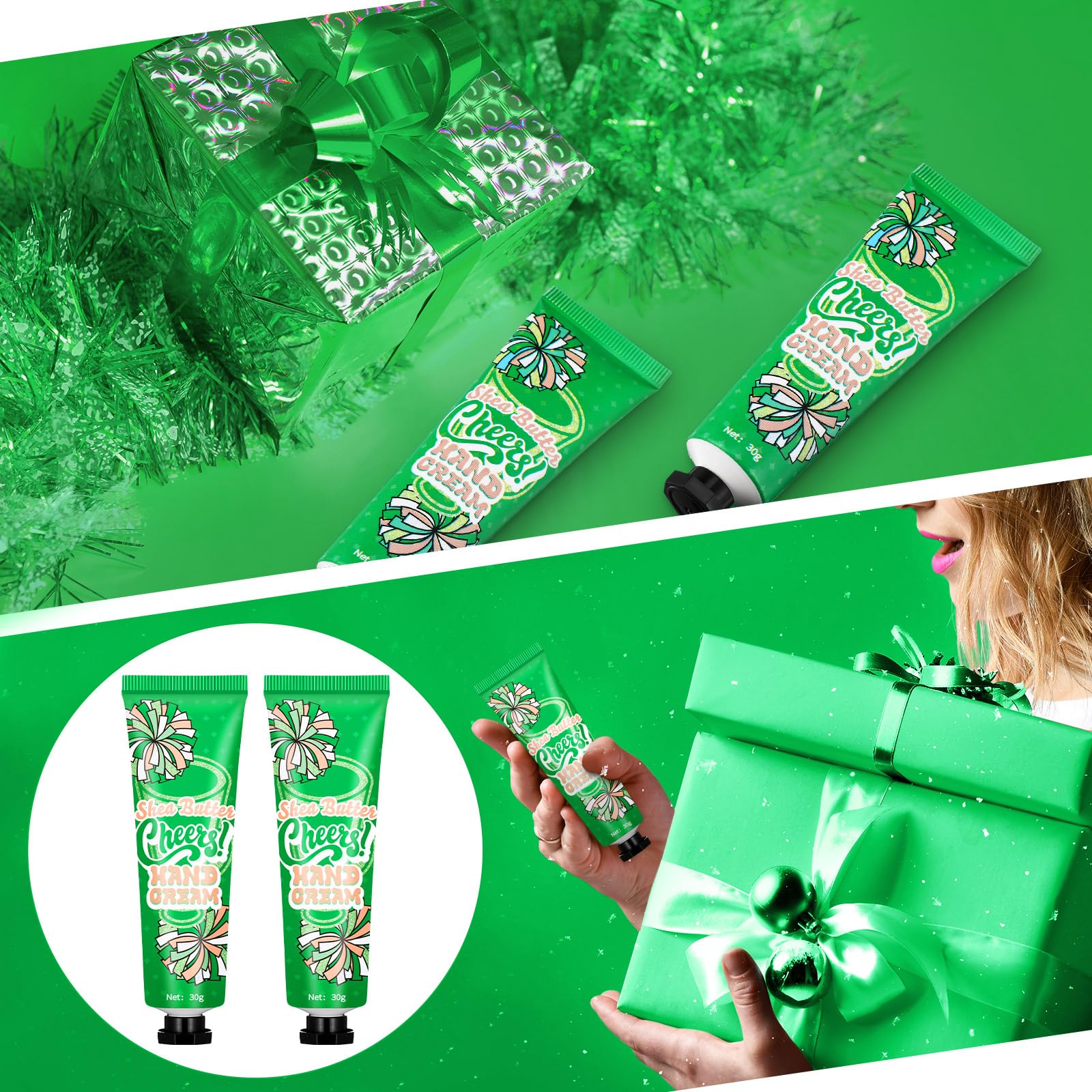Dansib 24-Piece Cheer Team Hand Cream Bulk — Green Gift Set for Cheerleaders
