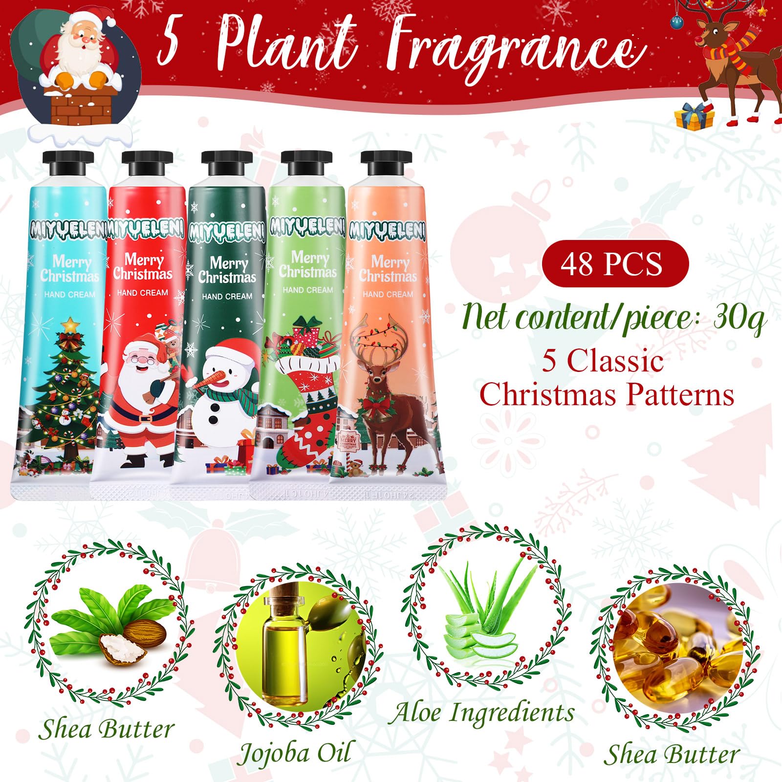 Dansib 48-Pcs Christmas Hand Cream Gift Set – Moisturizing, Non-Greasy Hand Lotions for Dry Hands | Stocking Stuffers