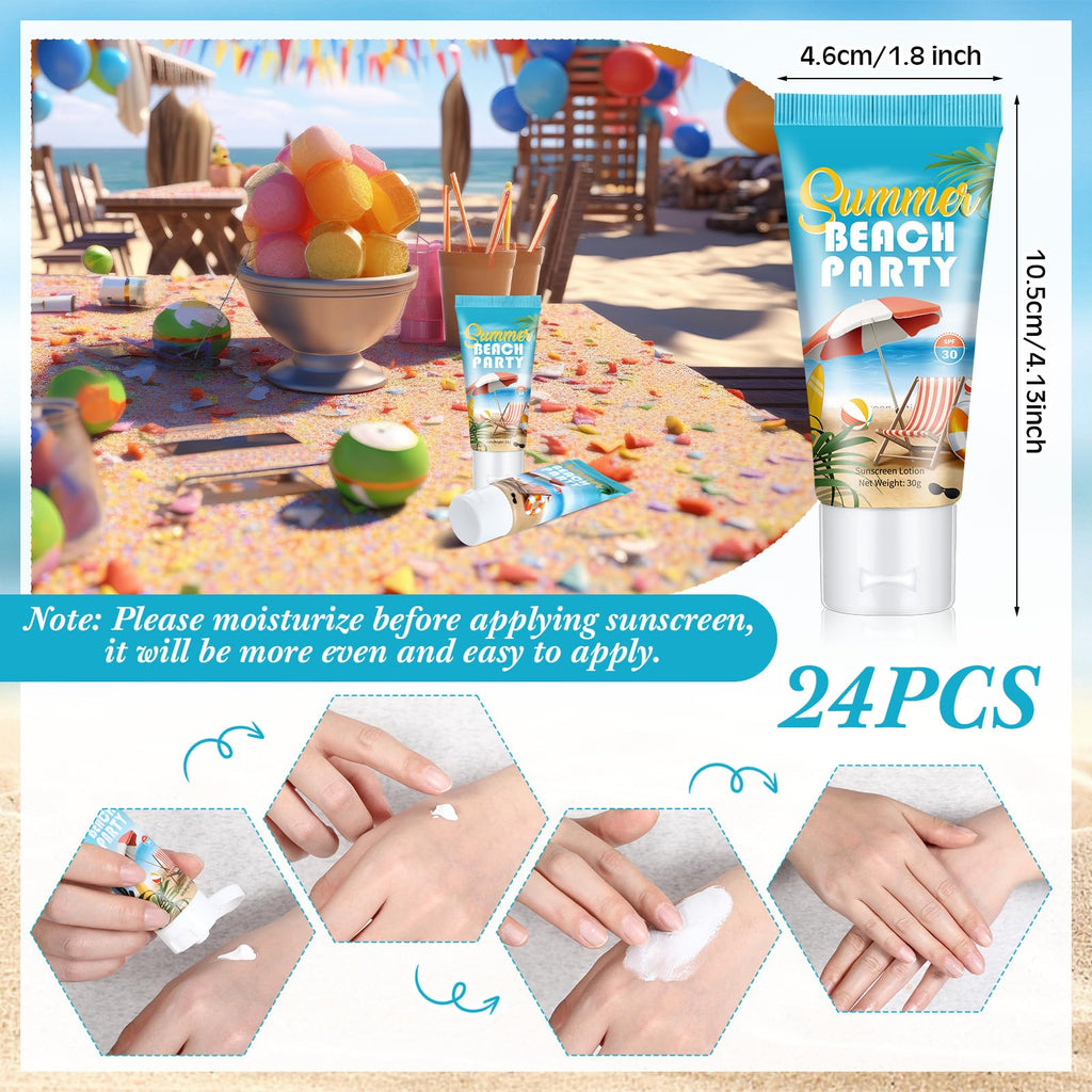 Dansib 24 Pcs Mini Sunscreen Bulk – SPF 30, Water-Resistant, 1oz Travel Size for Weddings & Gifts